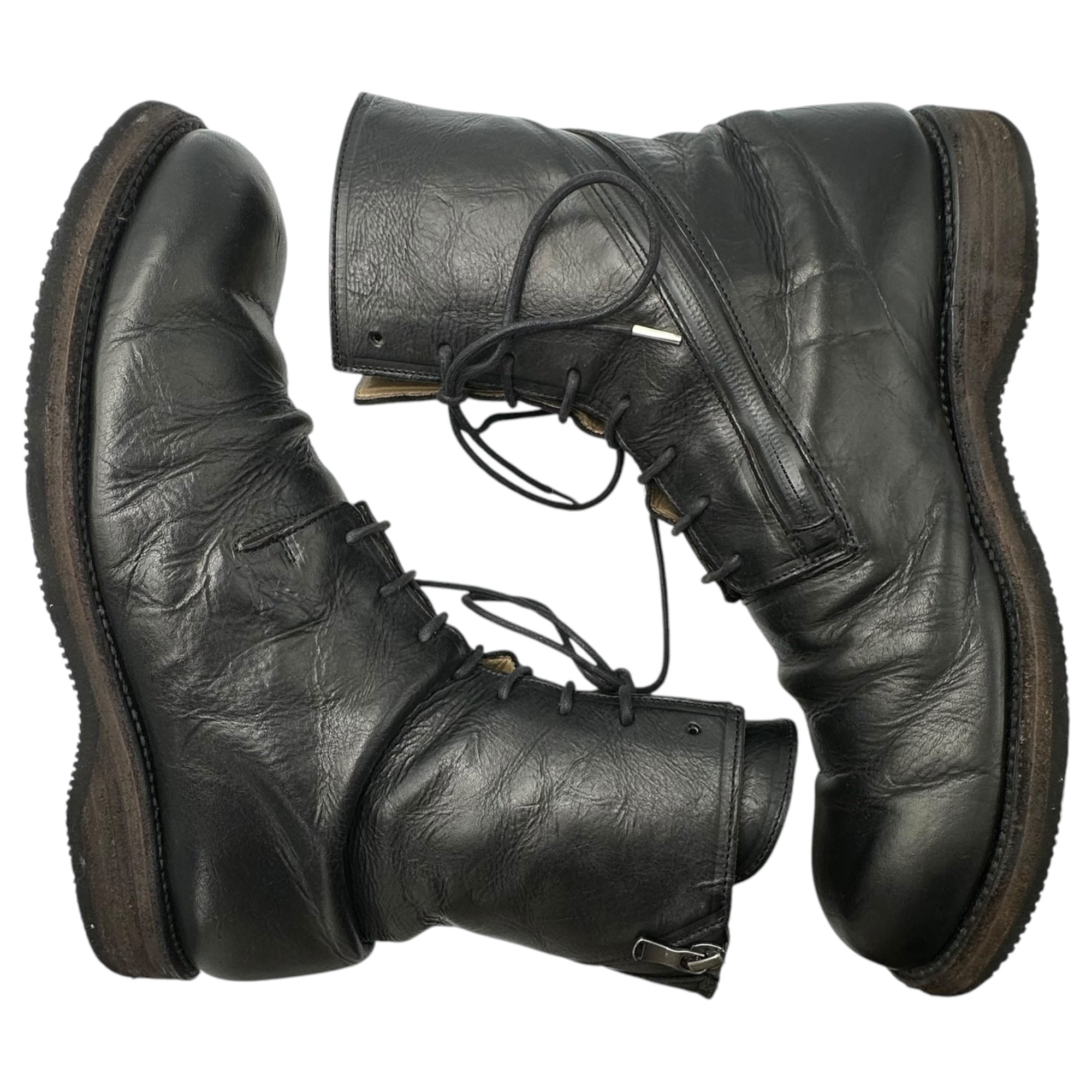The Viridi-anne(ザヴィリディアン) 14AW 表裏一体/INDIVISIBLE Spiral Zip Boots スパイラル ジップ ブーツ VI-2302-09 2(M程度) ブラック ソール張替え済