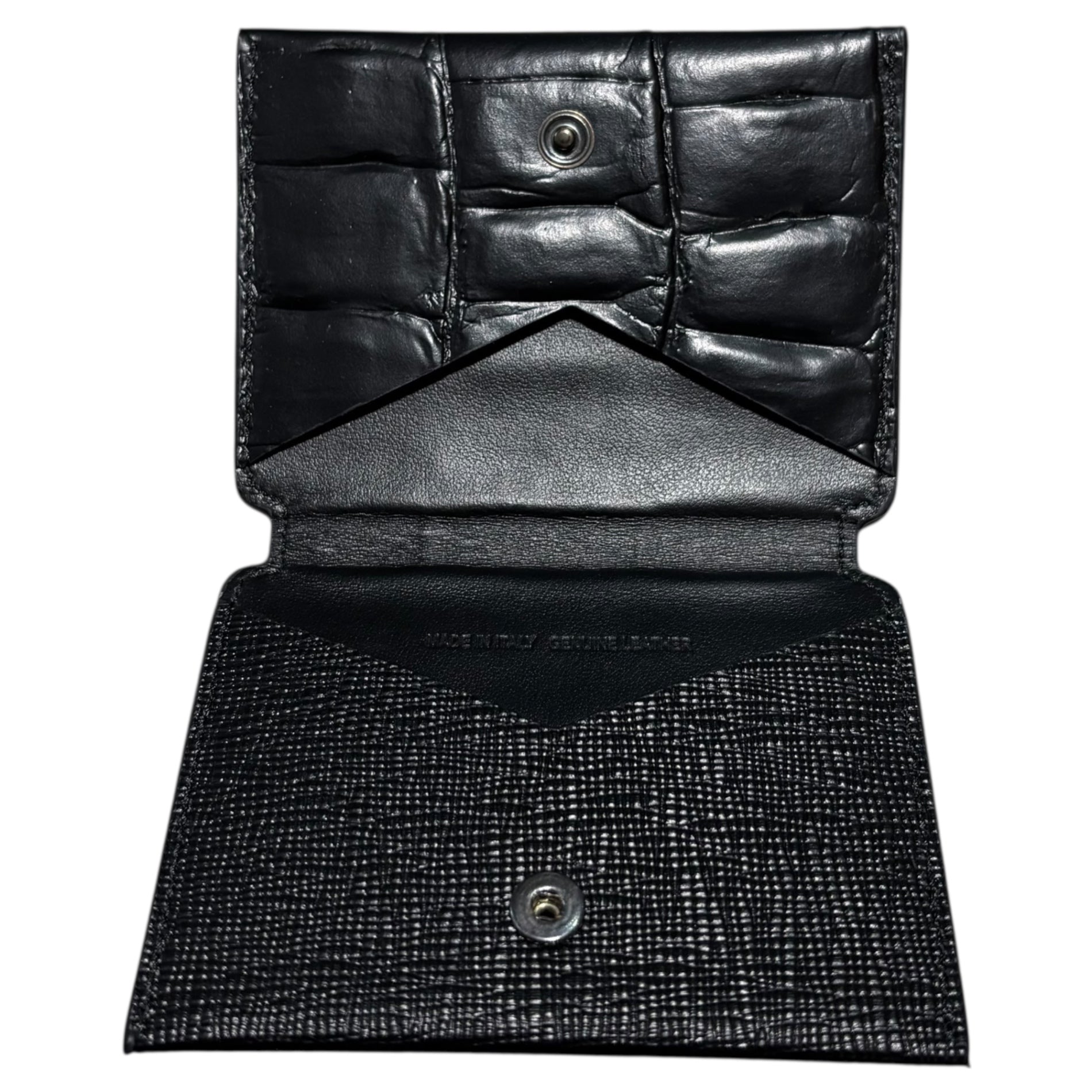 MAISON MARGIELA(メゾンマルジェラ) 24AW Crocodile Embossed Leather Card Case クロコ 型押し レザー カード ケース SA2VX0001 ブラック