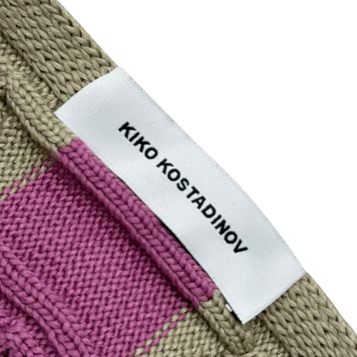 Kiko Kostadinov(キココスタディノフ) 2024SS Merli Scarf コットン ボーダー マフラー KKSS24KN08-95 ピンク×ベージュ