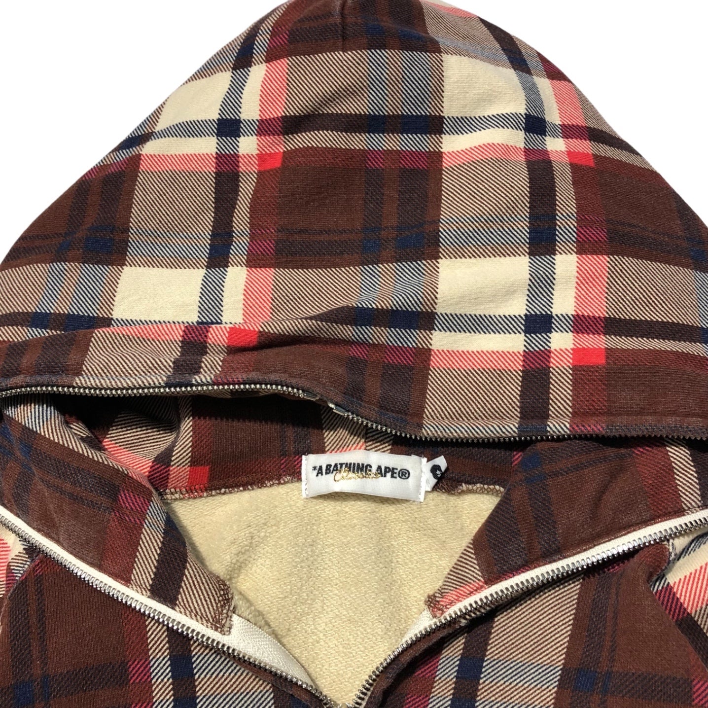 A BATHING APE(アベイシングエイプ) 00's CHECK ZIP UP PARKA チェック ジップアップパーカー L アイボ