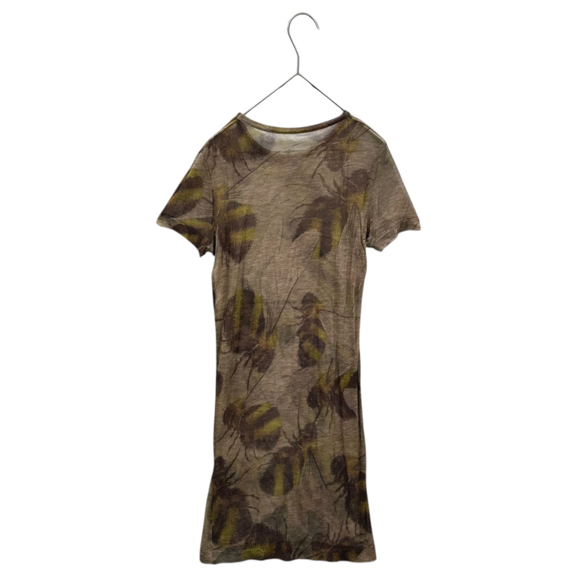 YOHJI YAMAMOTO+NOIR(ヨウジヤマモトプリュスノアール) Honey Sheer S/S Mini Dress 蜂 シアー 半袖 ミニ ワンピース 2 マルチ