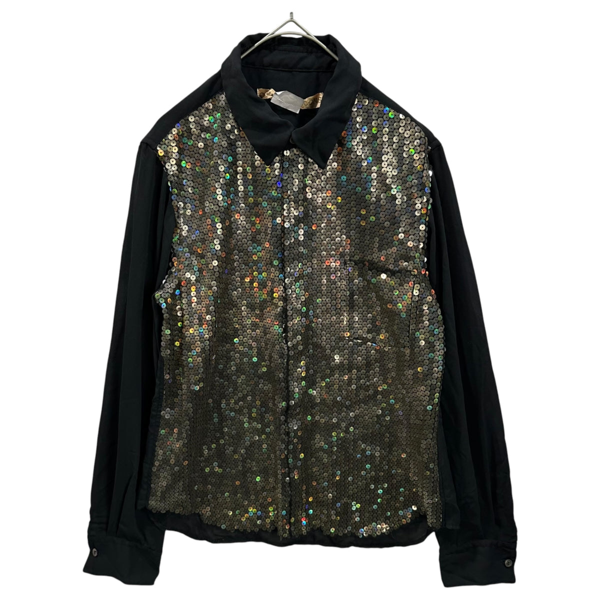 COMME des GARCONS(コムデギャルソン) 2007AW Front-Embellished Sequin L/S Blouse フロント スパンコール 装飾 長袖 ブラウス GT-B024 S ブラック×ゴールド AD2007 00s アーカイブ