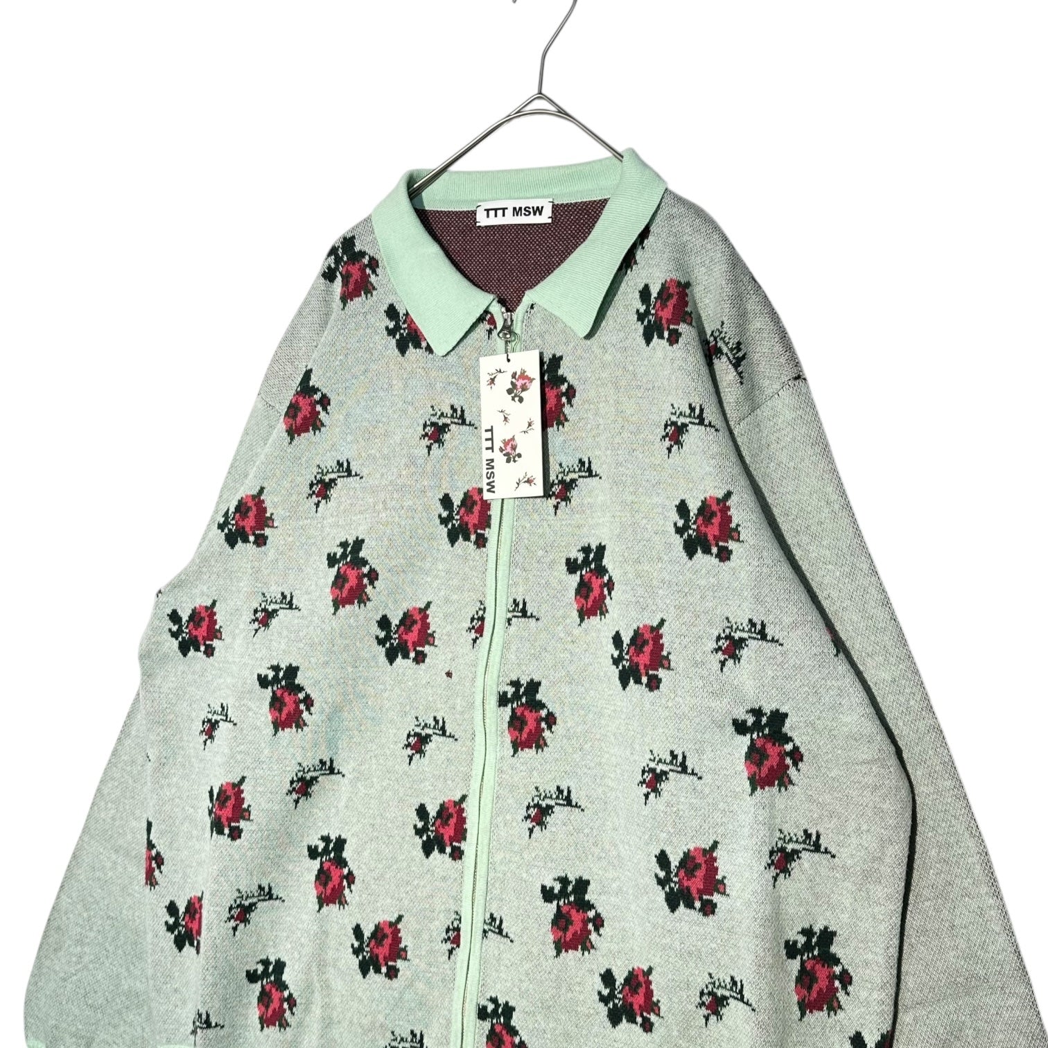 TTT MSW(ティーモダンストリートウエア) 20AW Flower Knit Polo Shirt フラワー ニット ポロシャツ TTT-2020AW-KT02 FREE ミント