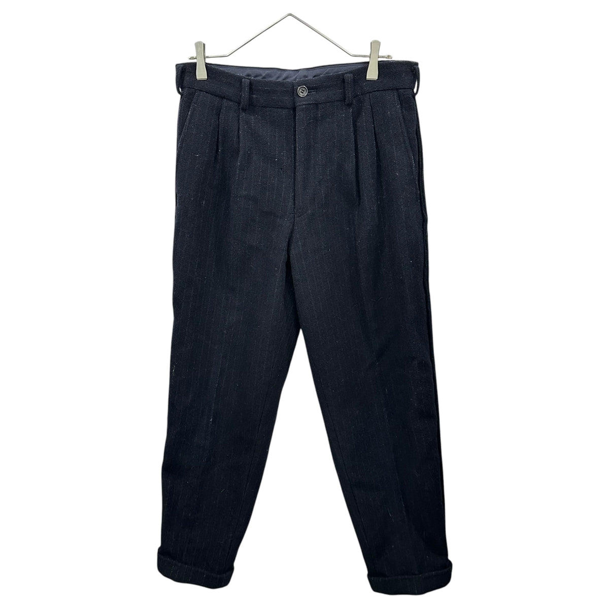 COMME des GARCONS HOMME PLUS(コムデギャルソンオムプリュス) 1998AW 2-Pleat Wool Wide-Stripe Slacks 2タック ウール ワイド ストライプ スラックス PP-04002M M ネイビー AD1998 90年代 アーカイブ