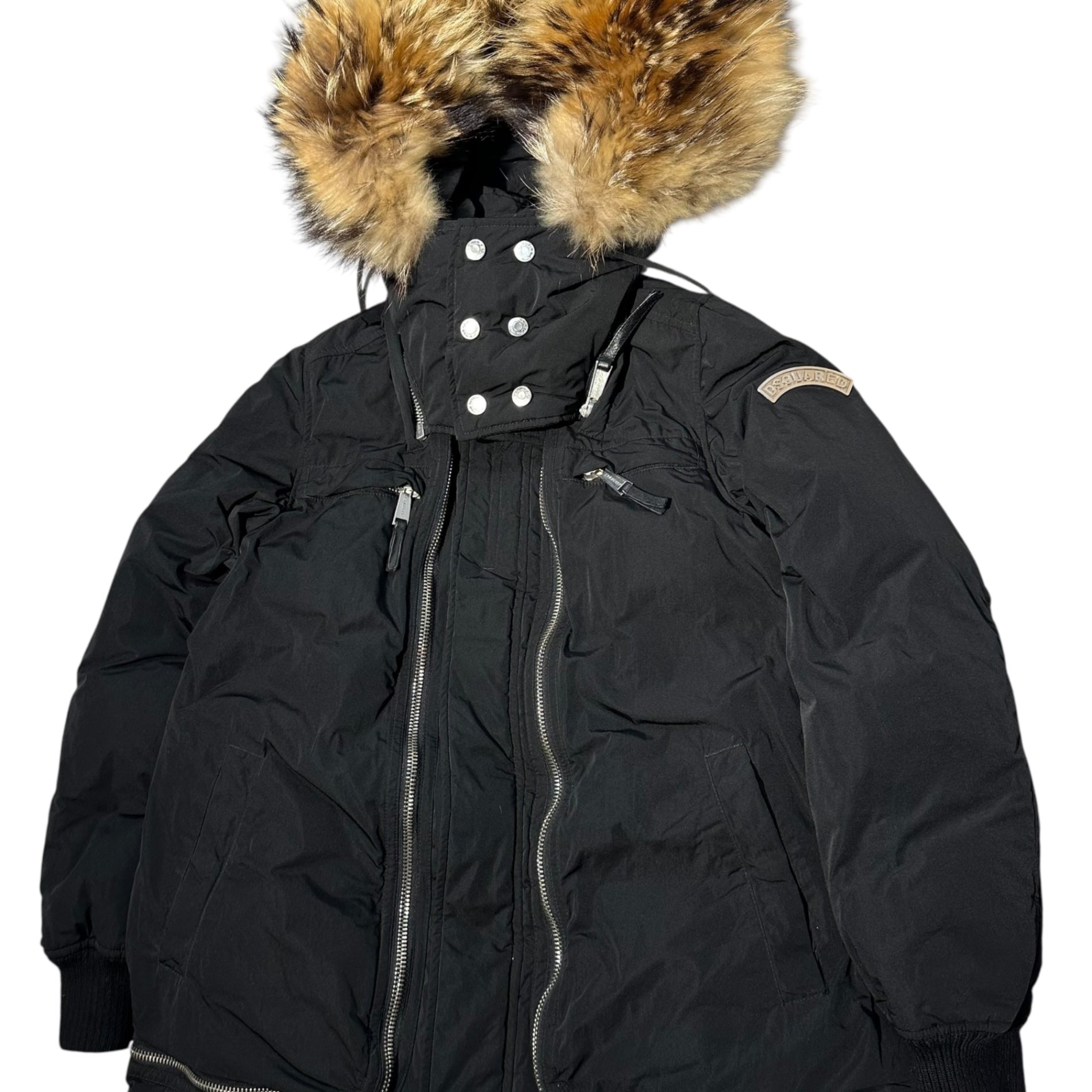 DSQUARED2(ディースクエアード) 10AW Big Fur Hood Nylon Down Jacket ビッグ ファー フード ナイロン ダウン ジャケット Y2K 72 A085 40(L程度) ブラック ここのえタグ