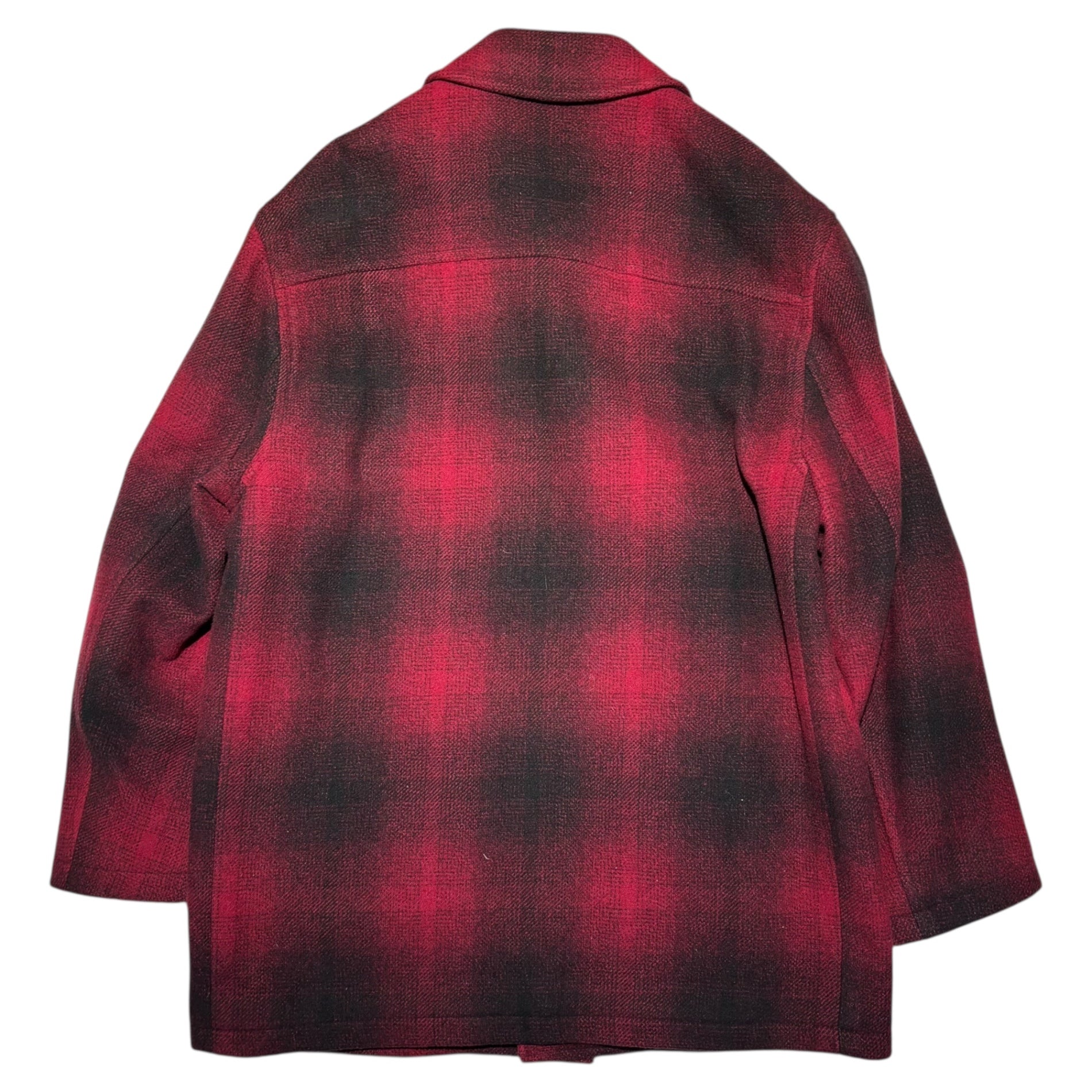 LAUREN RALPH LAUREN(ローレンラルフローレン) 80's Ombre Check Wool Melton Coat オンブレ チェック ウール メルトン コート M(XXL相当) レッド×ブラック 80年代 緑タグ ヴィンテージ ジャケット