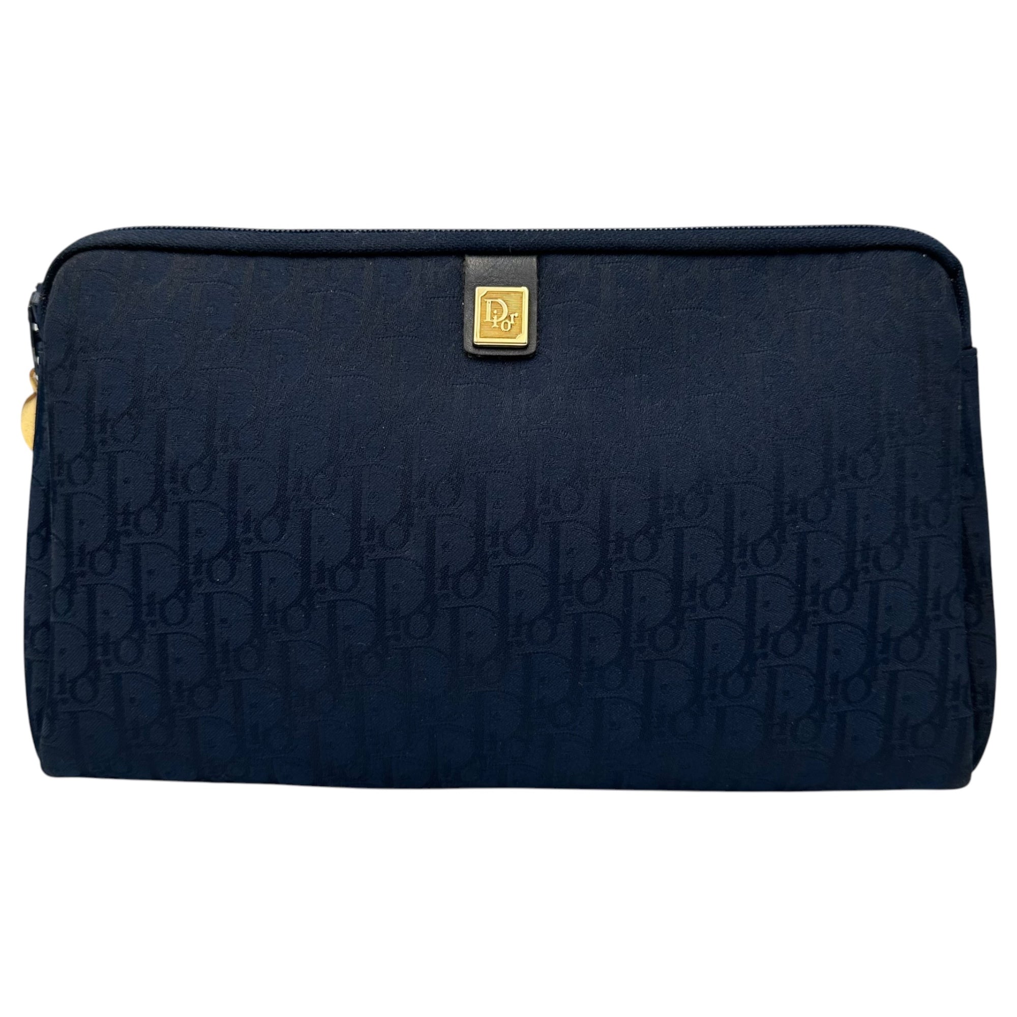 Christian Dior(クリスチャンディオール) 1970's Trotter pouch トロッター ポーチ ネイビー 70年代 alieeジップ ヴィンテージ コスメ