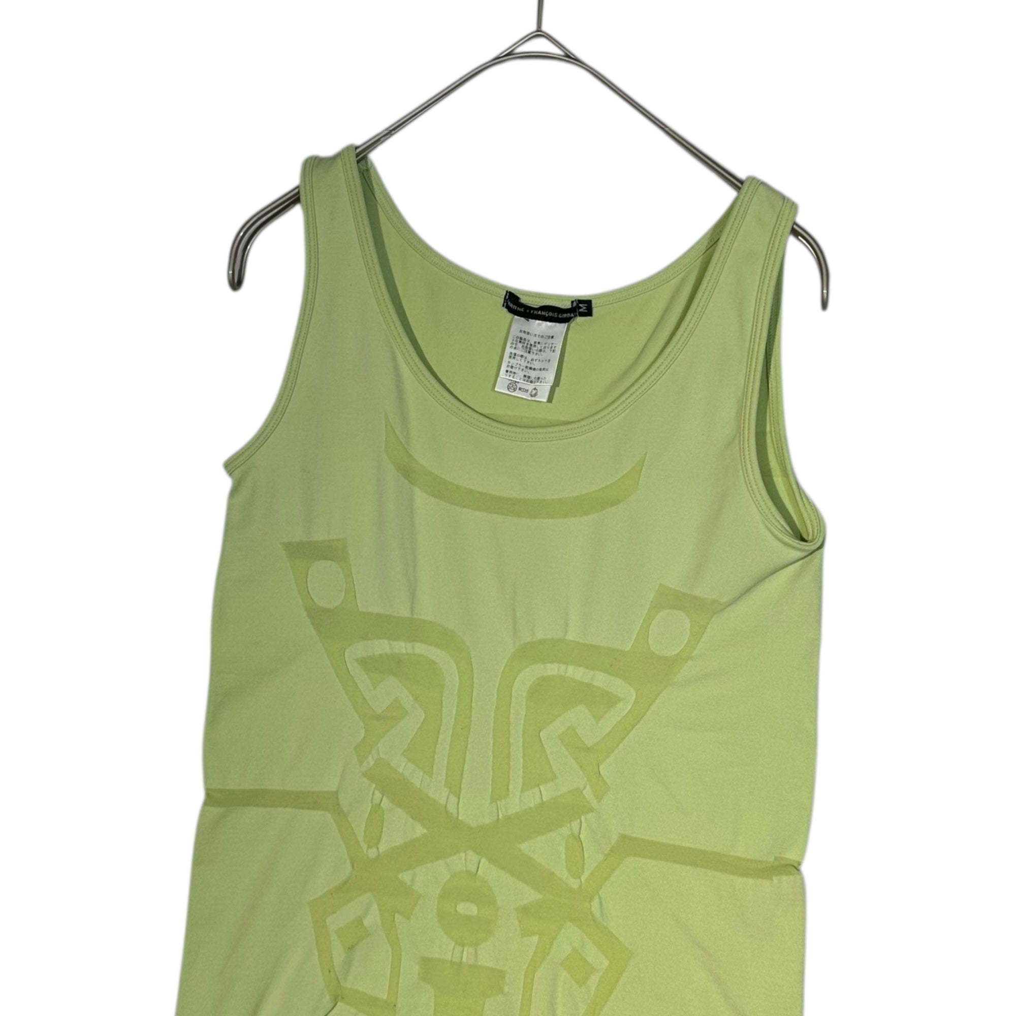 MARITHE FRANCOIS GIRBAUD(マリテフランソワジルボー) 00's Jacquard tank top ジャガード タンクトップ 2枚セット F5-6837 M グリーン×ライムグリーン Y2K