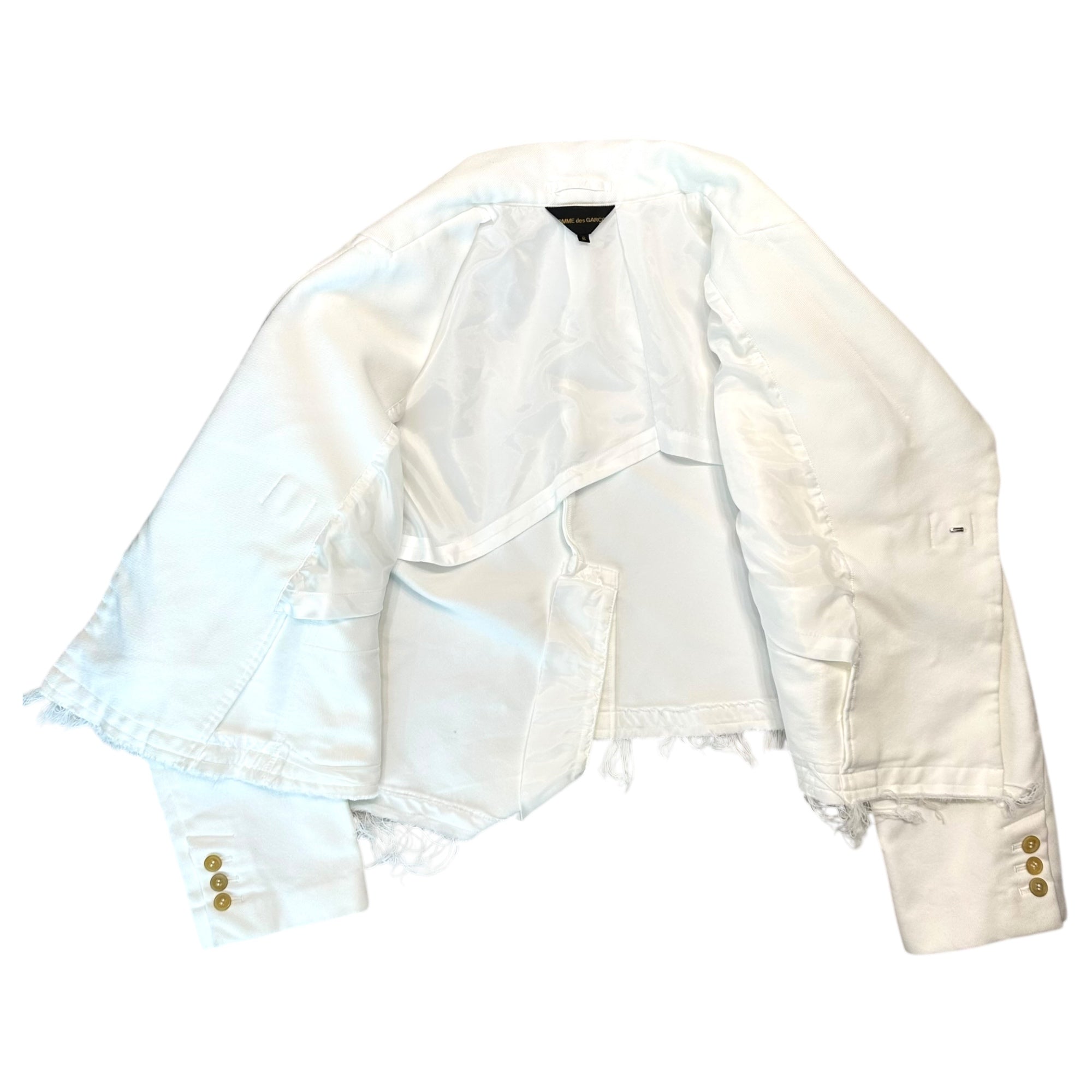 COMME des GARCONS(コムデギャルソン) 23SS Polyester Product Processing Deformation Cut-off Over Jacket ポリエステル 製品加工 変形 カットオフ オーバー ジャケット GK-J029 S ホワイト AD2022 テーラード