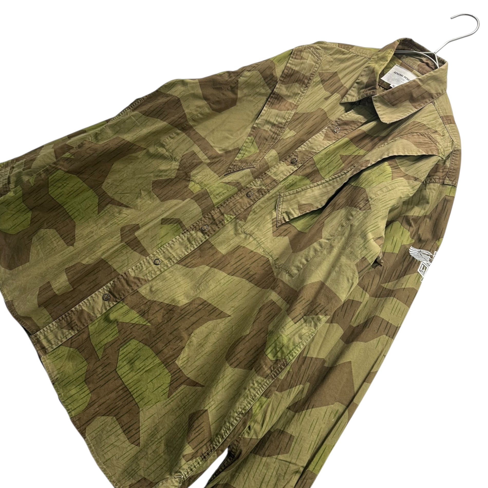 GENERAL RESEARCH(ジェネラルリサーチ) 99SS Irregular Pocket Camouflage Military Homage Shirt 変則 ポケット カモフラ ミリタリー オマージュ シャツ STYLE468 M カーキ×ブラウン 90年代 オリジナル 90s