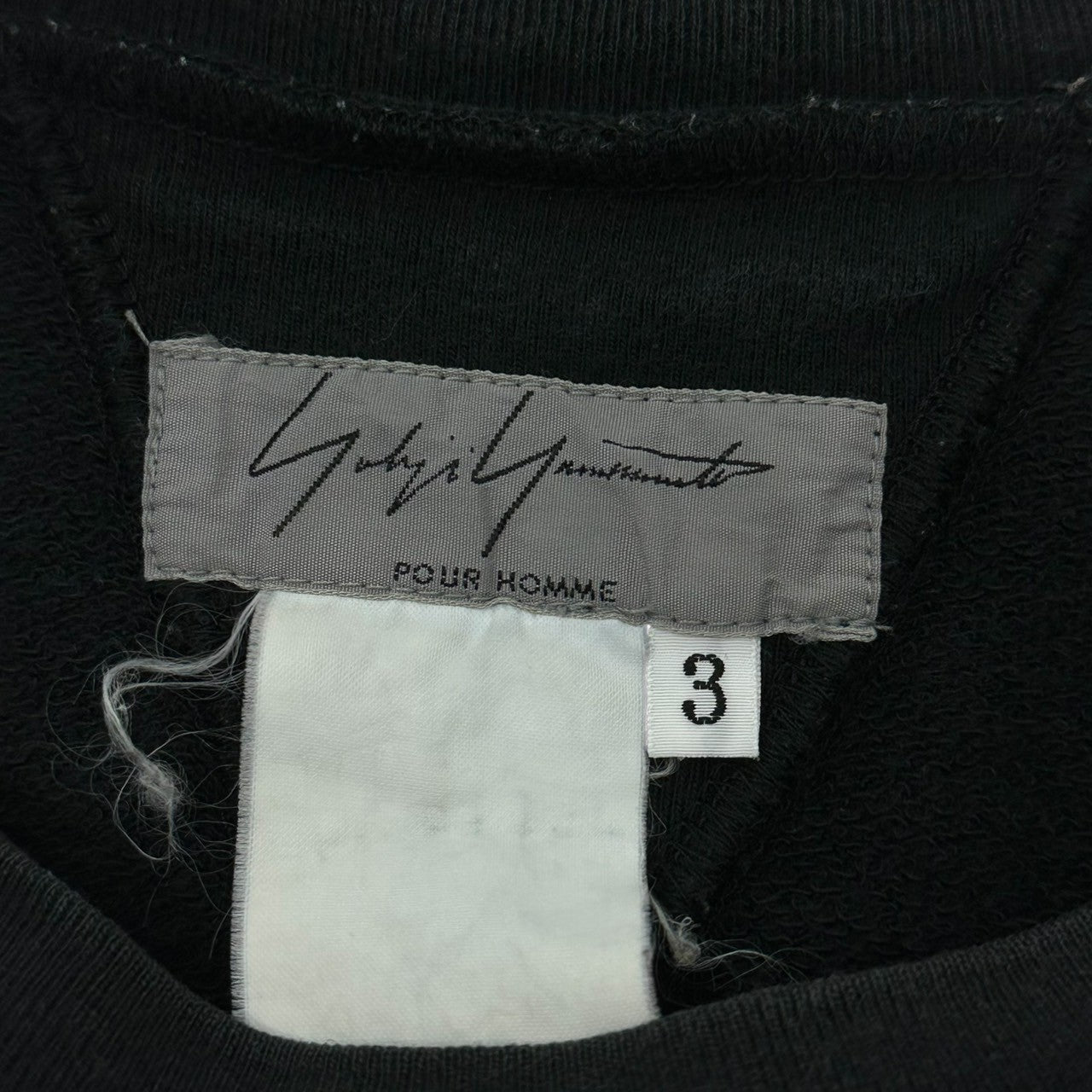 YOHJI YAMAMOTO POUR HOMME(ヨウジヤマモトプールオム) Front V Basic Crew Neck Long Sleeve Sweatshirt 前V ベーシック クルーネック 長袖 スウェット シャツ  3(L程度) ブラック