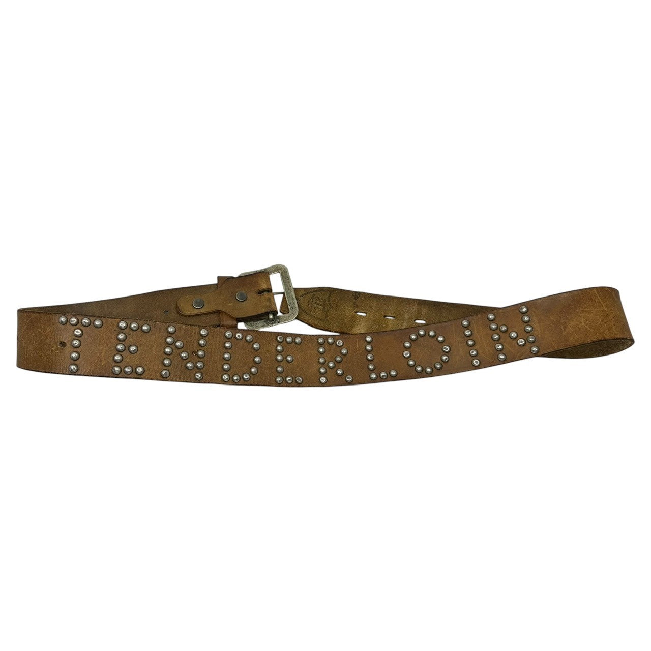 TENDERLOIN(テンダーロイン) HTC T-STUD BELT スタッズ レザー ベルト 本革 36 ブラウン×シルバー 廃番ブランド 稀少品