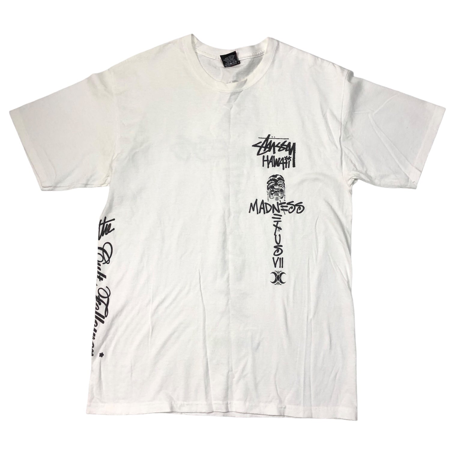 STUSSY × NEXUSVII (ステューシー×ネクサスセブン) 00's VINTAGE collaboration print Tシャツ コラボ  SIZE M ホワイト OLD STUSSY