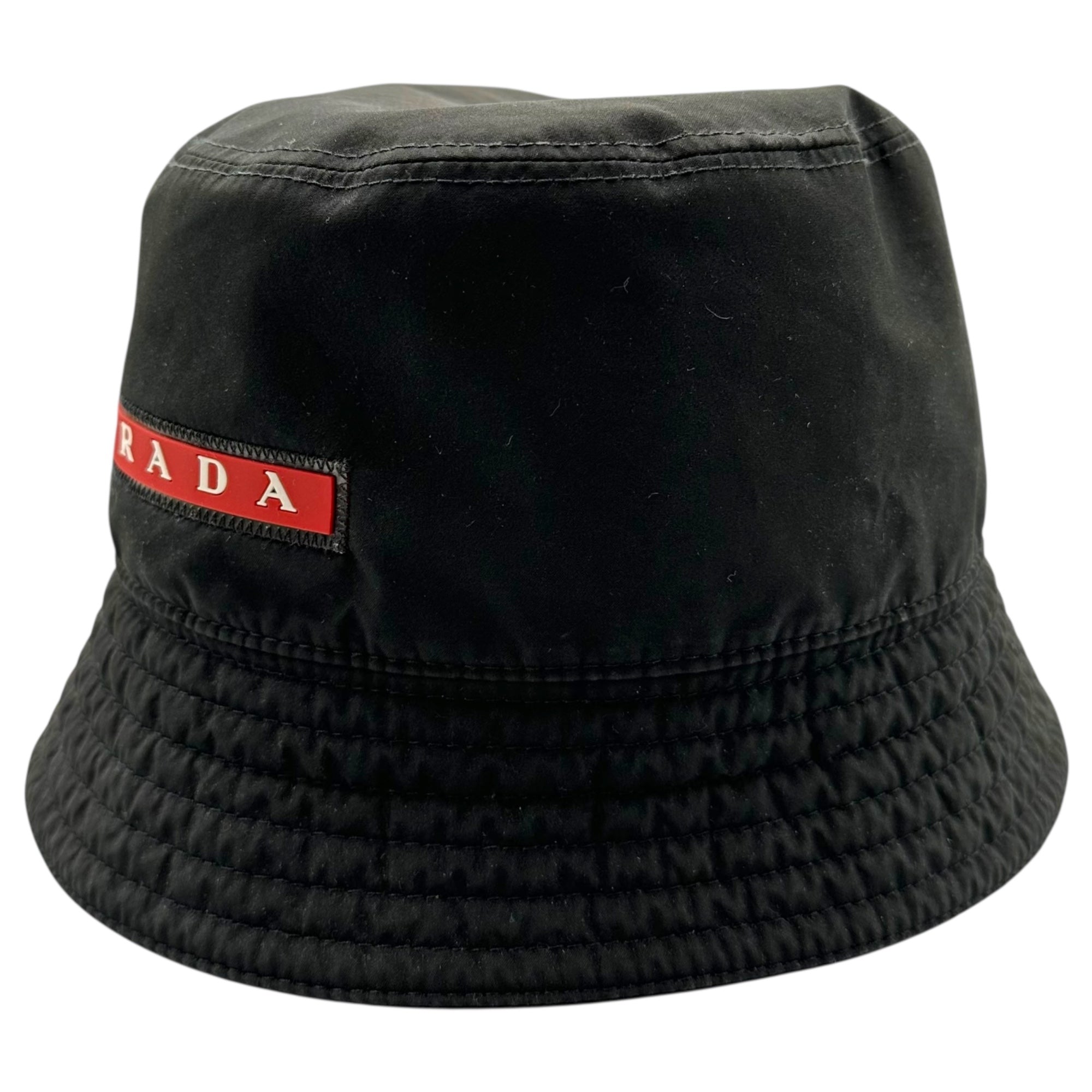 PRADA(プラダ) 00's OLD Rubber Logo Bucket Hat オールド ラバーロゴ バケット ハット L ブラック×レッド PRADA SPORT