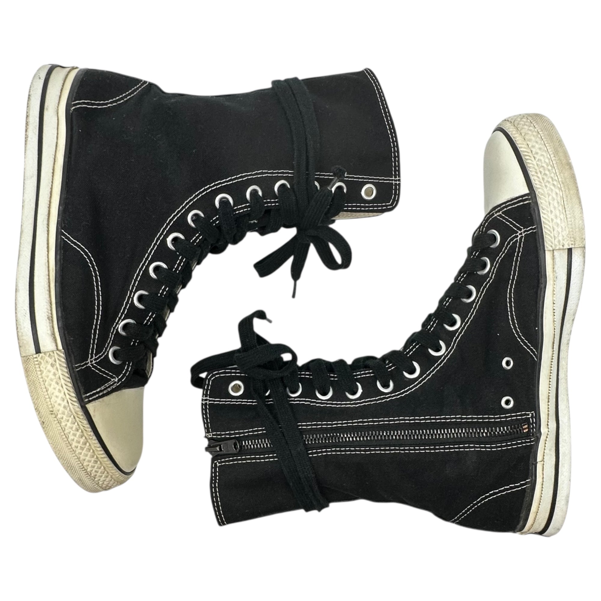 NUMBER (N)INE(ナンバーナイン) 04SS DREAM BABY DREAM期 Side-Zip High-Top Sneakers サイドジップ ハイカット スニーカー 8(26cm程度) ブラック×ホワイト アーカイブ