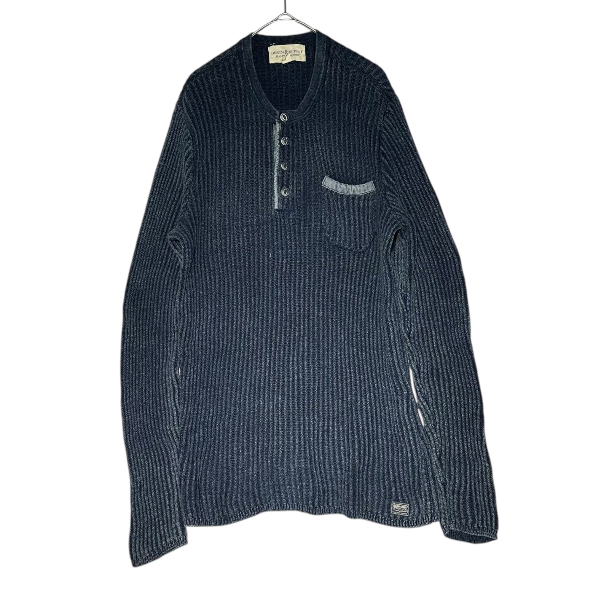 DENIM & SUPPLY RALPH LAUREN(デニム&サプライラルフローレン) Indigo-dyed Long-Sleeve Henley Neck Knit インディゴ染め 長袖 ヘンリーネック ニット 788504698001 M インディゴ