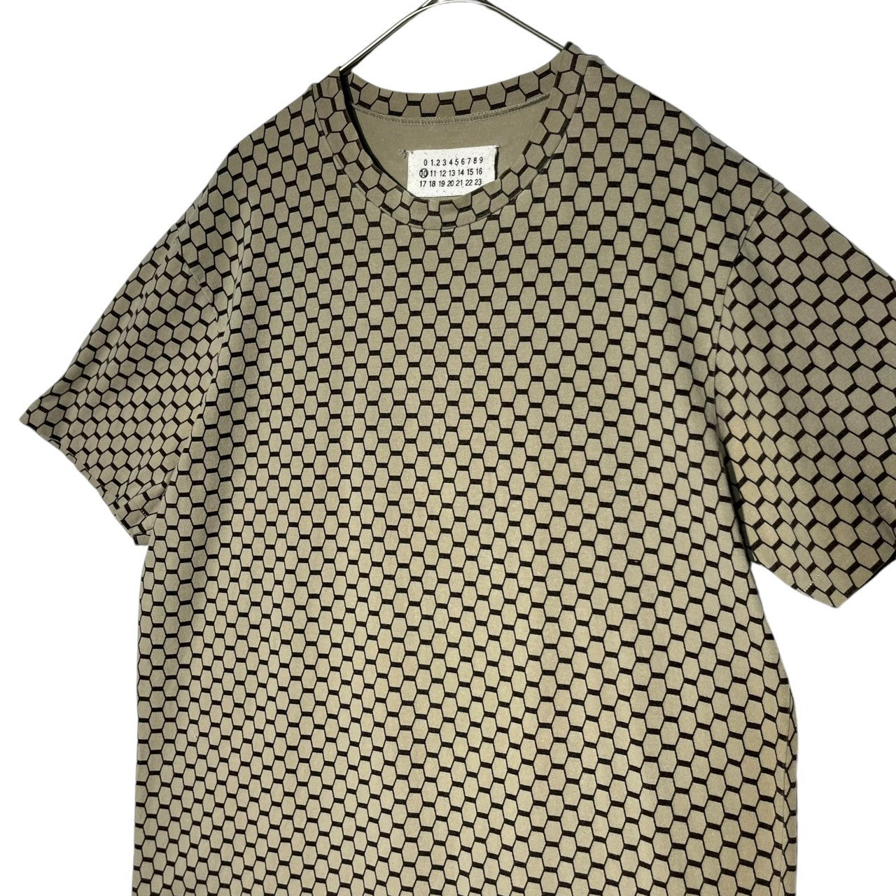 Maison Martin Margiela(メゾン マルタンマルジェラ) 02AW MISS DEANNA  Honeycomb pattern S/S T-shirt 本人期 ミスディアナ  ハニカム柄 半袖 Tシャツ M ベージュ アーカイブ