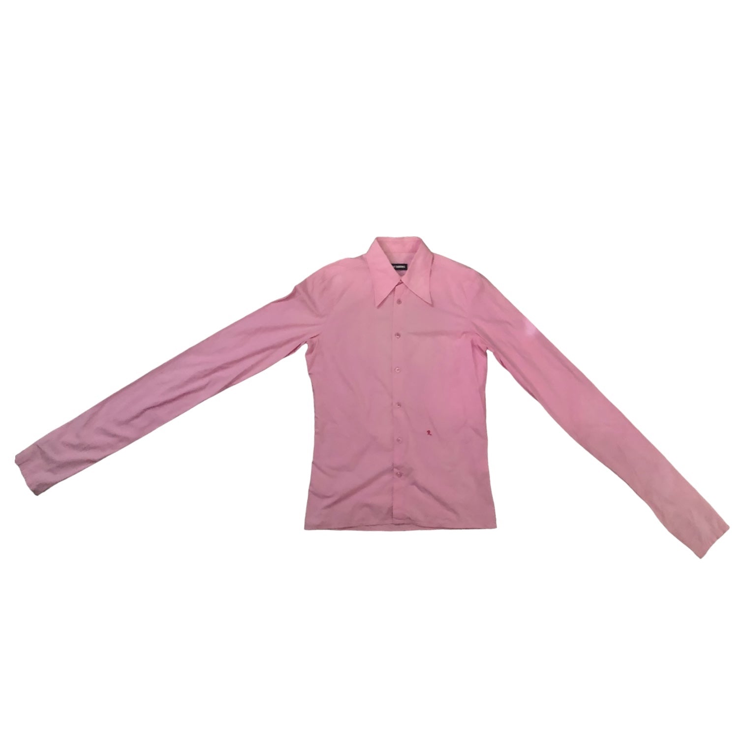 RAF SIMONS(ラフシモンズ) super long sleeve shirt スーパー ロングスリーブ シャツ 44(S程度) ピンク 長袖  Rロゴ 刺繍 アーカイブ