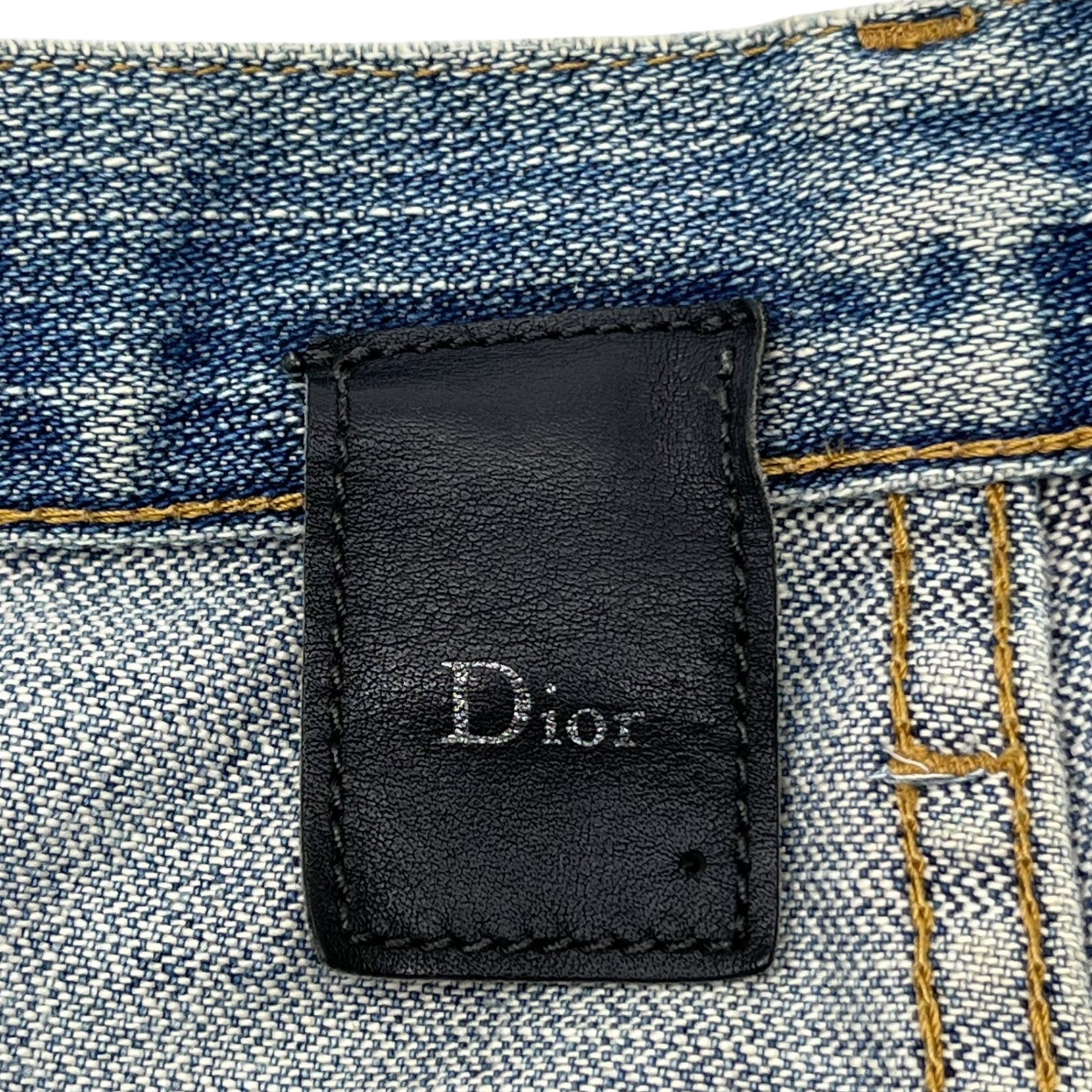 Dior HOMME(ディオールオム) 05's Distressed slim denim pants ダメージ加工 スリム デニム パンツ エディ期 29 ライトインディゴ 品質表示タグ印字薄