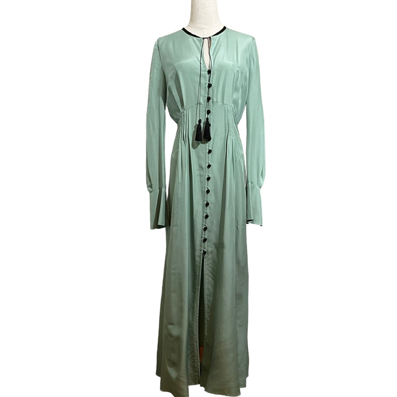 mame kurogouchi(マメクロゴウチ) 18AW A-Line Silk Dress/Aラインシルクドレス/ワンピース MM18AW-DR071 2(Mサイズ程度) グリーン