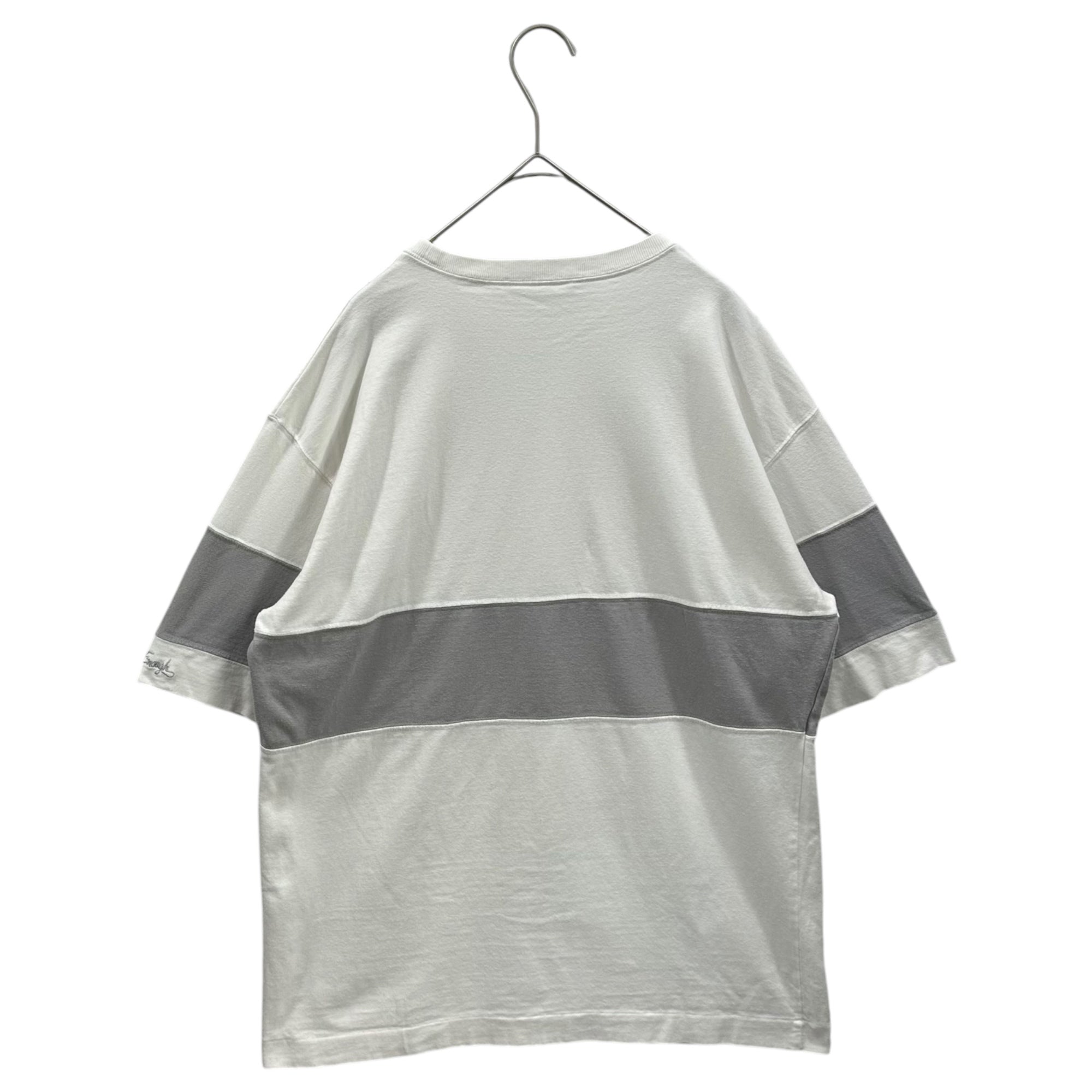 GOODENOUGH(グッドイナフ) 90’s Line-blocked s/s T-shirt ライン 切替 半袖 Tシャツ 表記消(M程度) ホワイト×グレー
