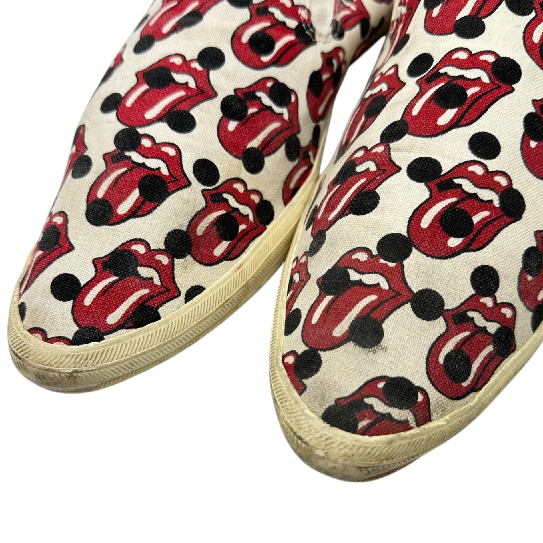 COMME des GARCONS HOMME PLUS(コムデギャルソンオムプリュス) 06SS Rolling Stones Lips & Tongue Print Slip-Ons ローリング ストーンズ リップ＆タン プリント スリッポン JQ25A1 27.0cm ブラック×レッド スニーカー コラボ