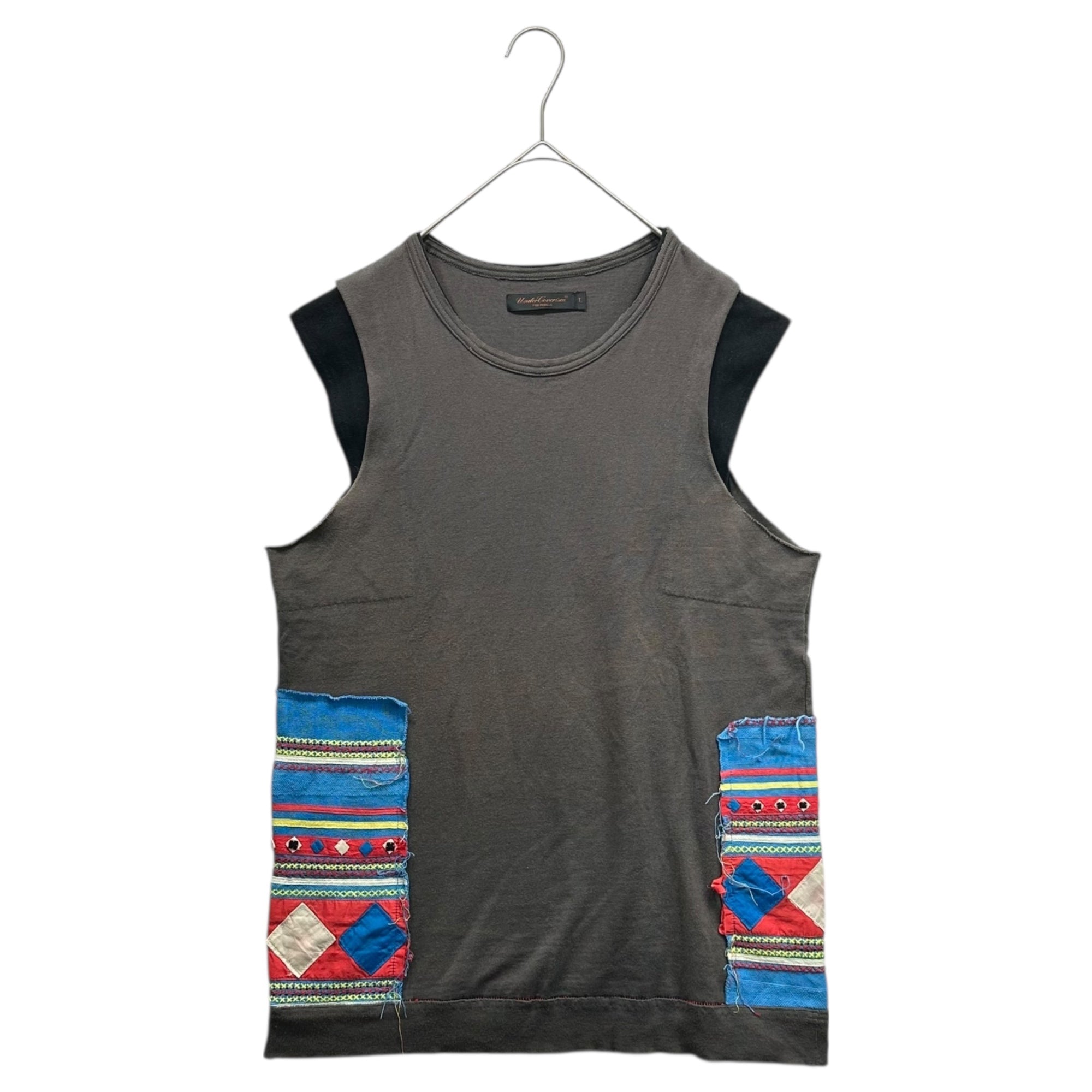 UNDERCOVERISM(アンダーカバイズム) 03SS SCAB Period Afghan Patch Sleeveless T-Shirt SCAB期 アフガン パッチ ノースリーブ Tシャツ U317 M グレー×ブルー×レッド アーカイブ 名作 稀少品