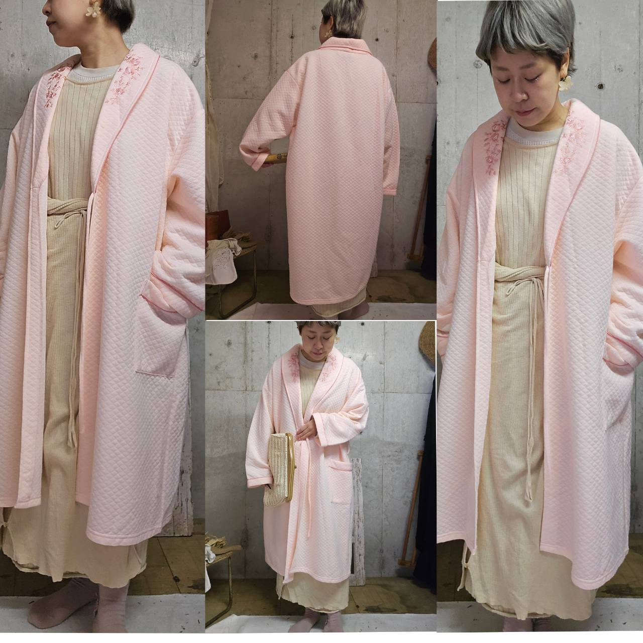 VINTAGE(ヴィンテージ) 90~00's quilted robe dress キルティング ローブ ワンピース SIZE 42 ピンク