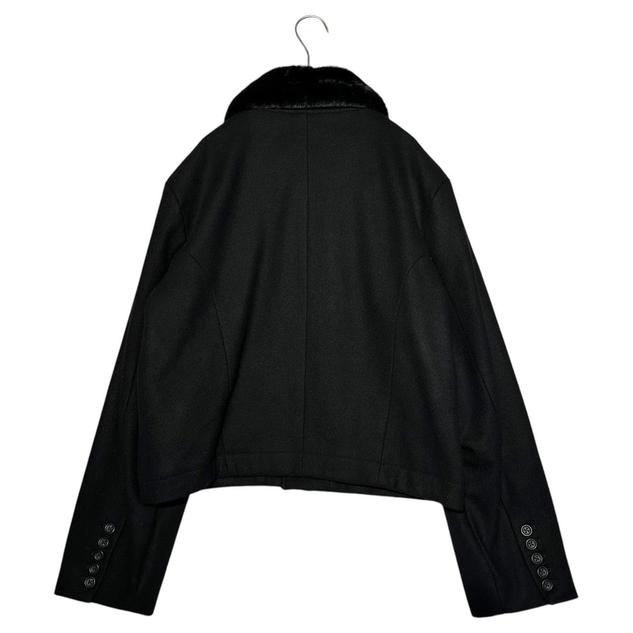 NOT CONVENTIONAL(ノットコンベンショナル) Eco-fur decorative wool short jacket エコファー 装飾 ウール 短丈 ジャケット N22-051-BLK FREE ブラック