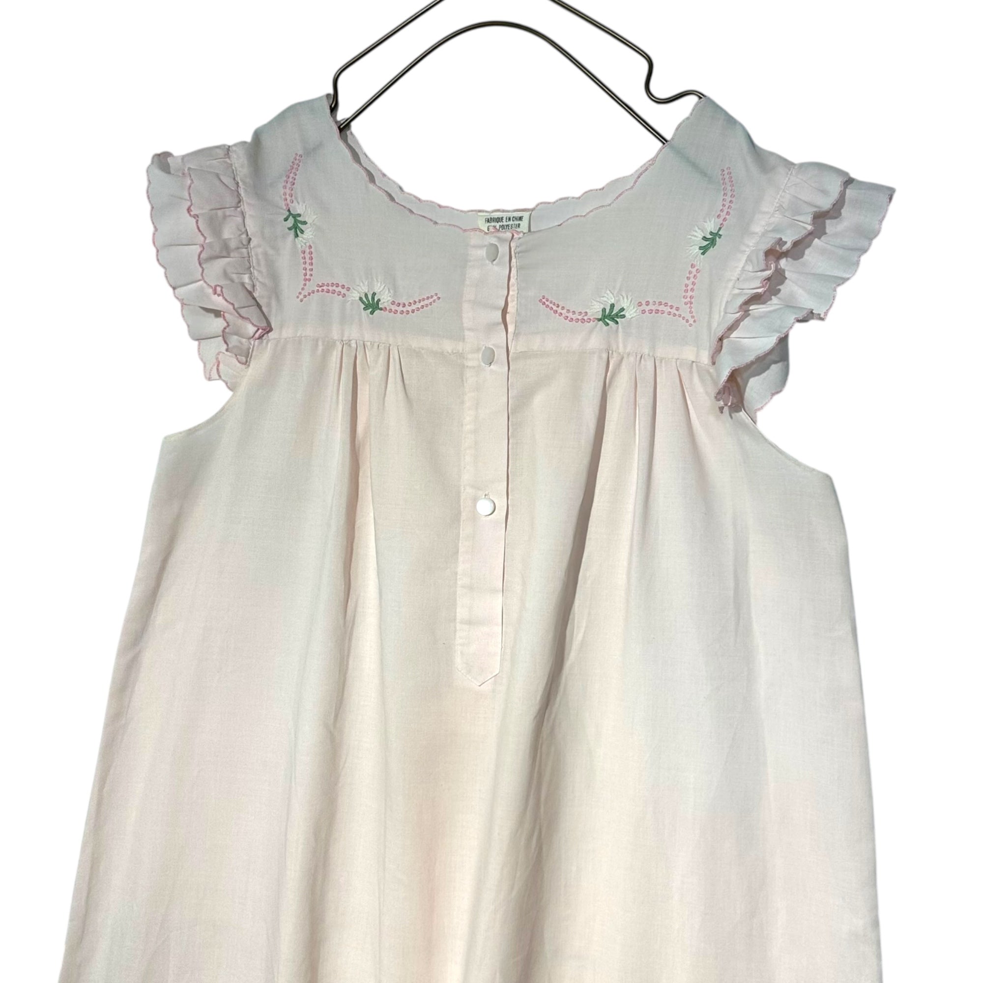 Euro vintage(ヨーロッパヴィンテージ) ten_70's~pale pink ruffle sleeve nighty maxi dress 淡いピンクのフリル袖のナイティドレスワンピース M~Lサイズ程度 ピンク
