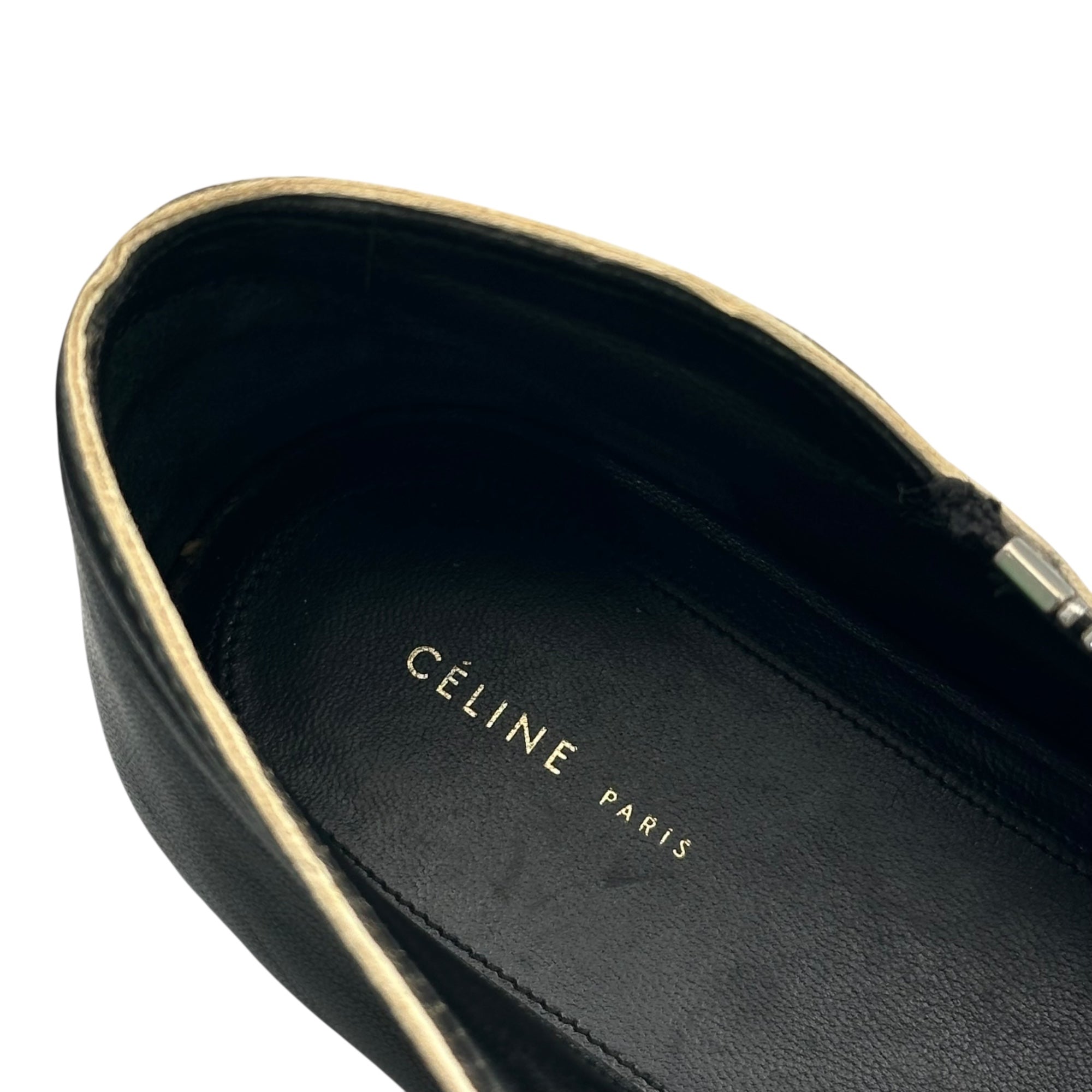 CELINE(セリーヌ) Phobe Philo Seasonal Diagonal Zip Pointed Toe Leather Shoes フィービー期 斜め ジップ ポインテッド トゥ レザー シューズ 表記消(23.5cm程度) ブラック