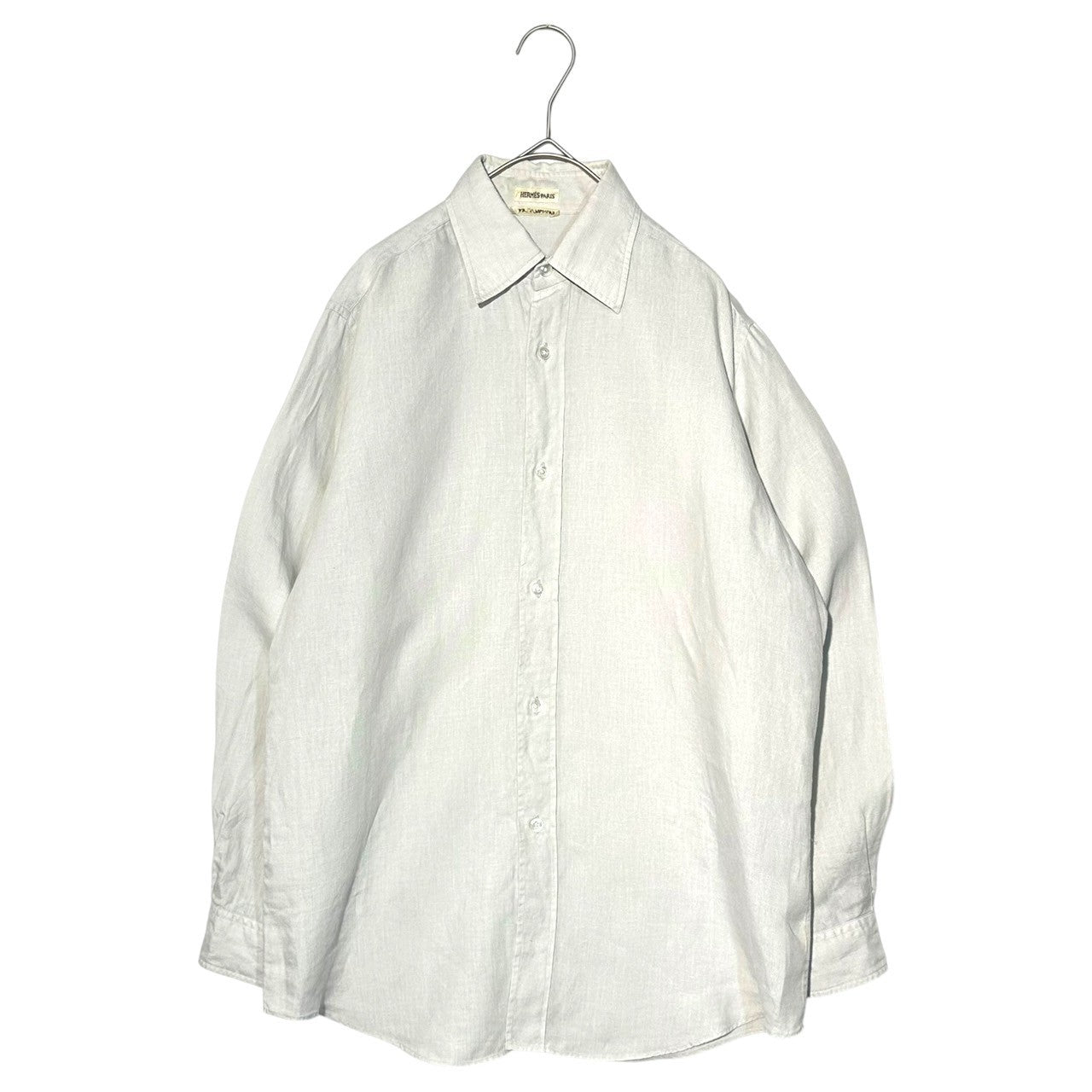 HERMES(エルメス) By Margiela Basic L/S Linen Shirt マルジェラ期 ベーシック 長袖 リネン シャツ 38(M程度)※メンズ着用可 ライトグレー アーカイブ エルメスジャポン