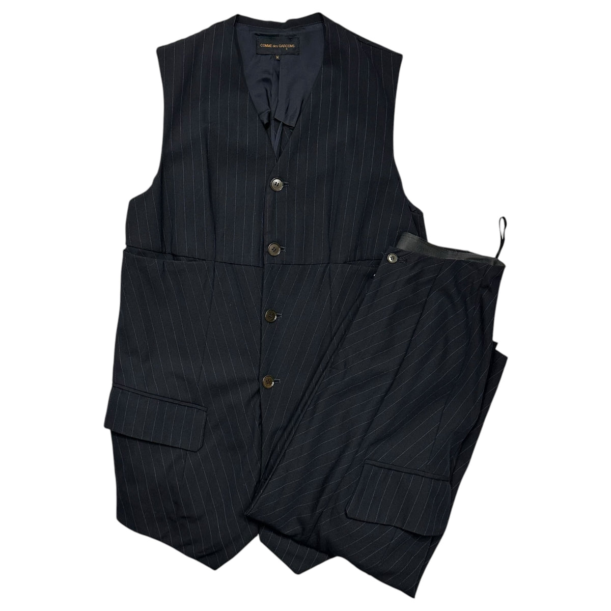 COMME des GARCONS(コムデギャルソン) 1993SS  Striped sleeveless jacket and skirt set-up ストライプ ノースリーブ ジャケット スカート セットアップ GV-11002 M ネイビー AD1993 90's 90年代
