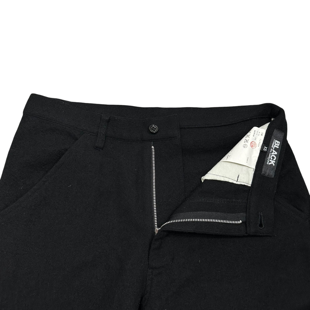 BLACK COMME des GARCONS(ブラックコムデギャルソン) 2012AW Tapered Cropped Wool Slacks テーパード クロップド ウール スラックス 1J-P024 XS ブラック AD2012