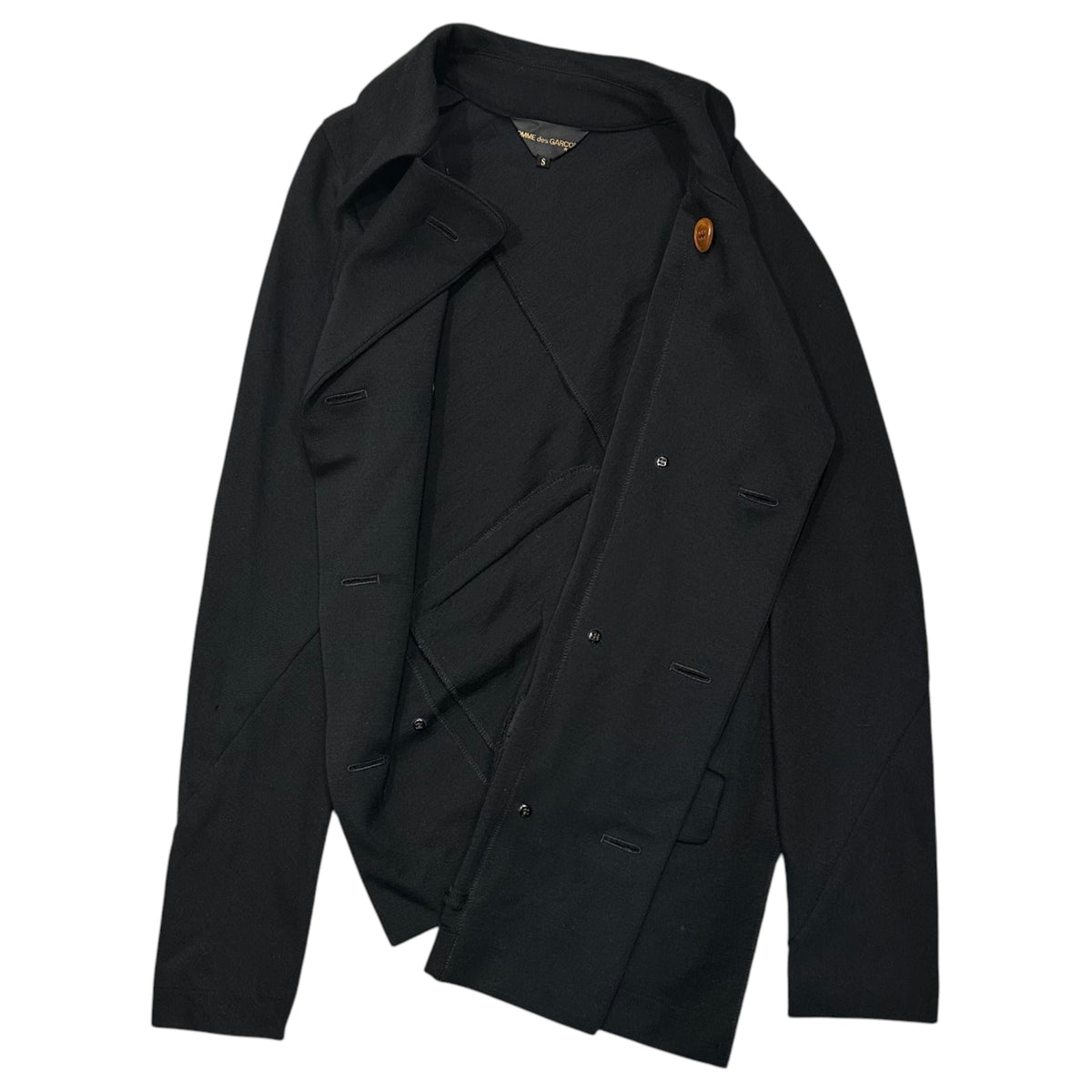 COMME des GARCONS(コムデギャルソン) 2002AW Asymmetrical Deconstructed Half Coat アシンメトリー 変形 ハーフ コート GG-J001 S ブラック AD2002 00s アーカイブ