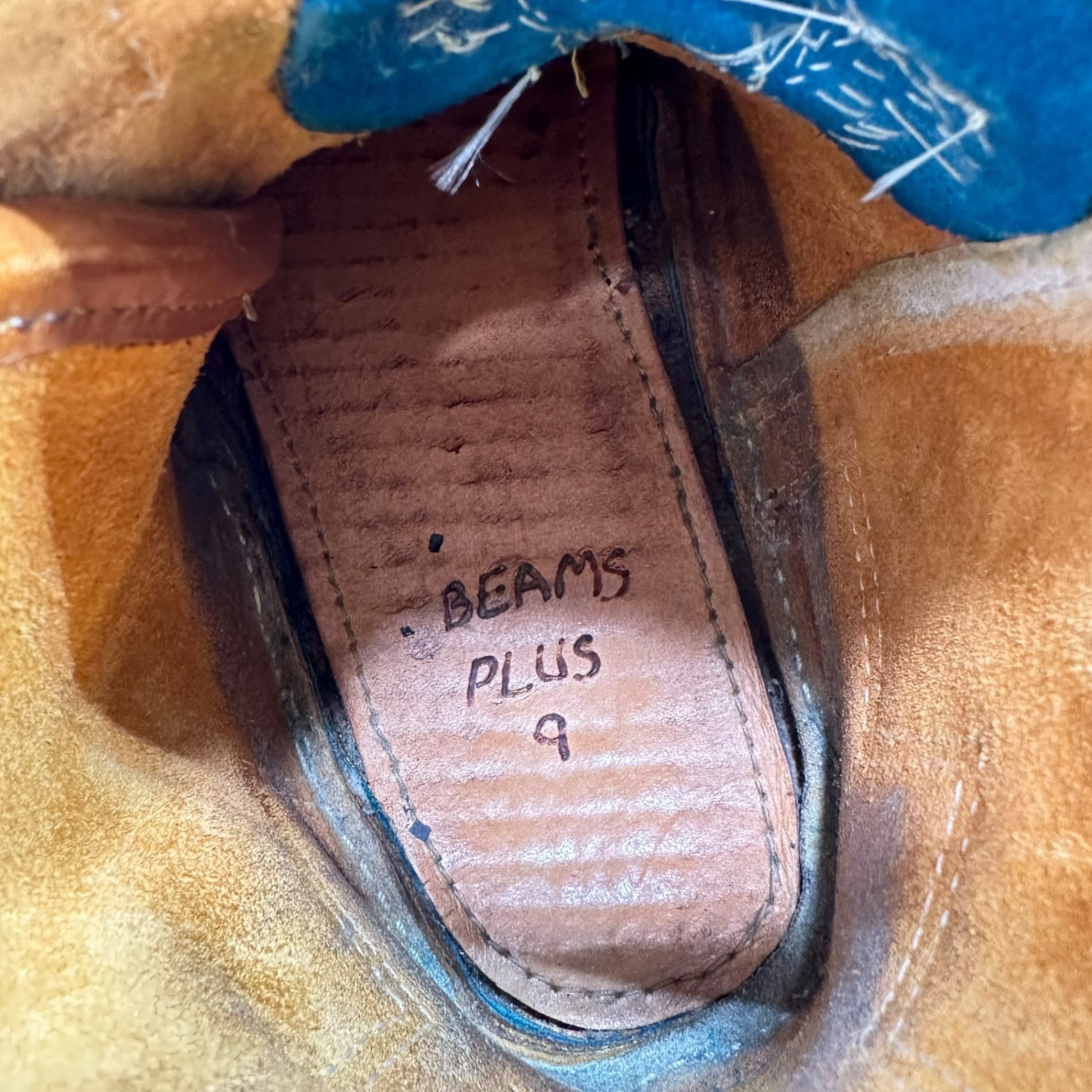 RON BOYD × BEAMS PLUS(ロンボイド × ビームスプラス) Concho Custom Moccasin Boots コンチョ カスタム モカシン ブーツ アメリカンヒッピー 27～27.5cm程度 ベージュ×ブラウン INDIAN JEWELRY Fair限定 ロンボイド氏ハンドメイド レザー