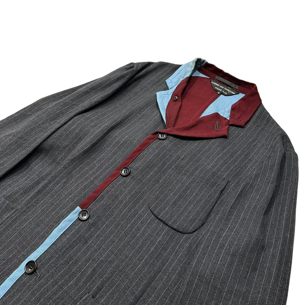 COMME des GARCONS HOMME PLUS(コムデギャルソンオムプリュス) 2001SS Double-Face-Era Reversible Design Tailored Jacket ダブル フェイス 期 裏表 デザイン テーラード ジャケット PJ-10020M M グレー×ライトブルー×ワインレッド AD2001 00s アーカイブ
