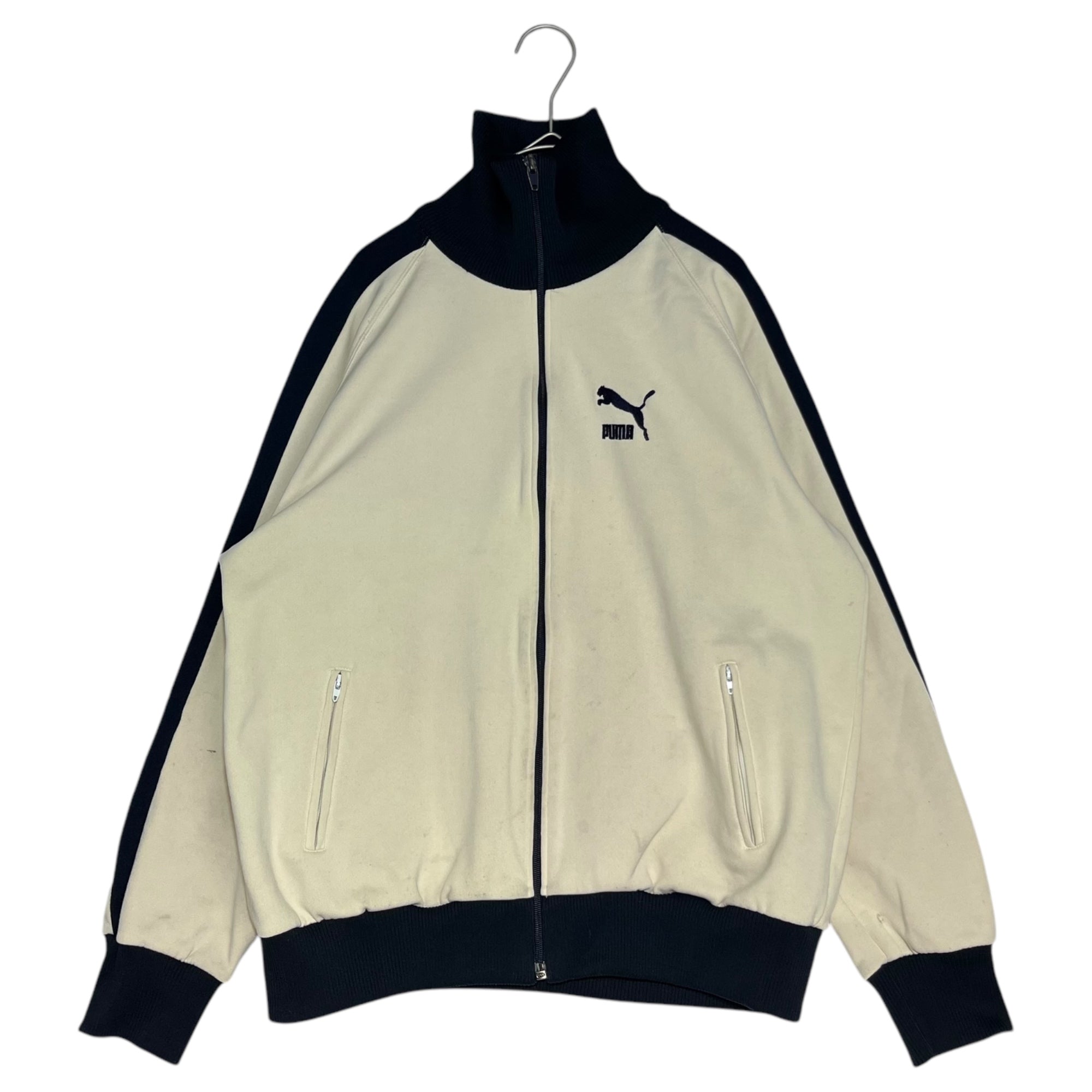 PUMA(プーマ) 90's Vintage logo track jacket ヴィンテージ ロゴ トラック ジャケット PM-805 表記無し(S程度) アイボリー×ネイビー 90年代 ジャージ