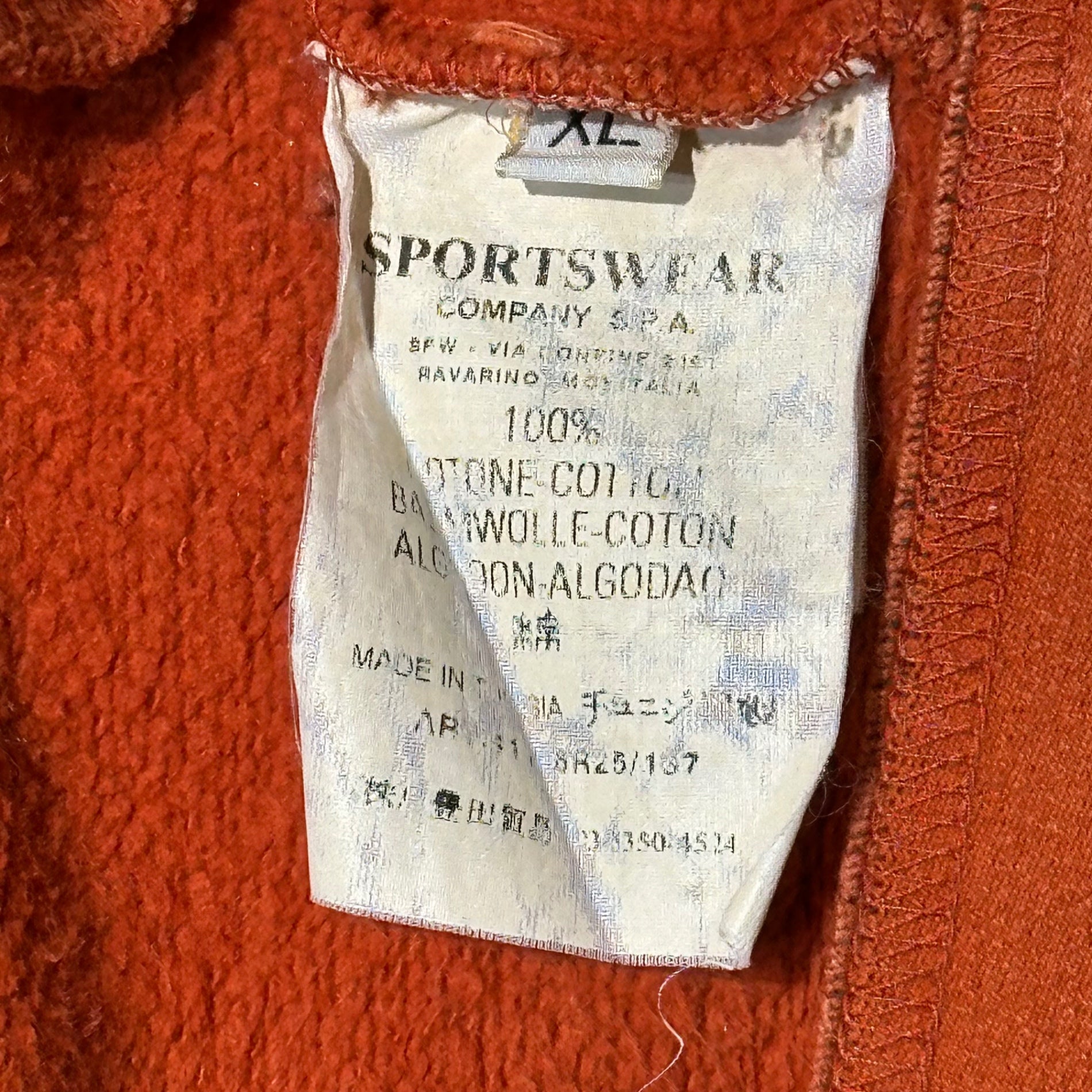 STONE ISLAND(ストーンアイランド) 00's Monochrome Patch Black Line Sweatshirt Hooded Jacket モノクロパッチ ブラックライン スウェット フーデッド ジャケット パーカー XL オレンジ