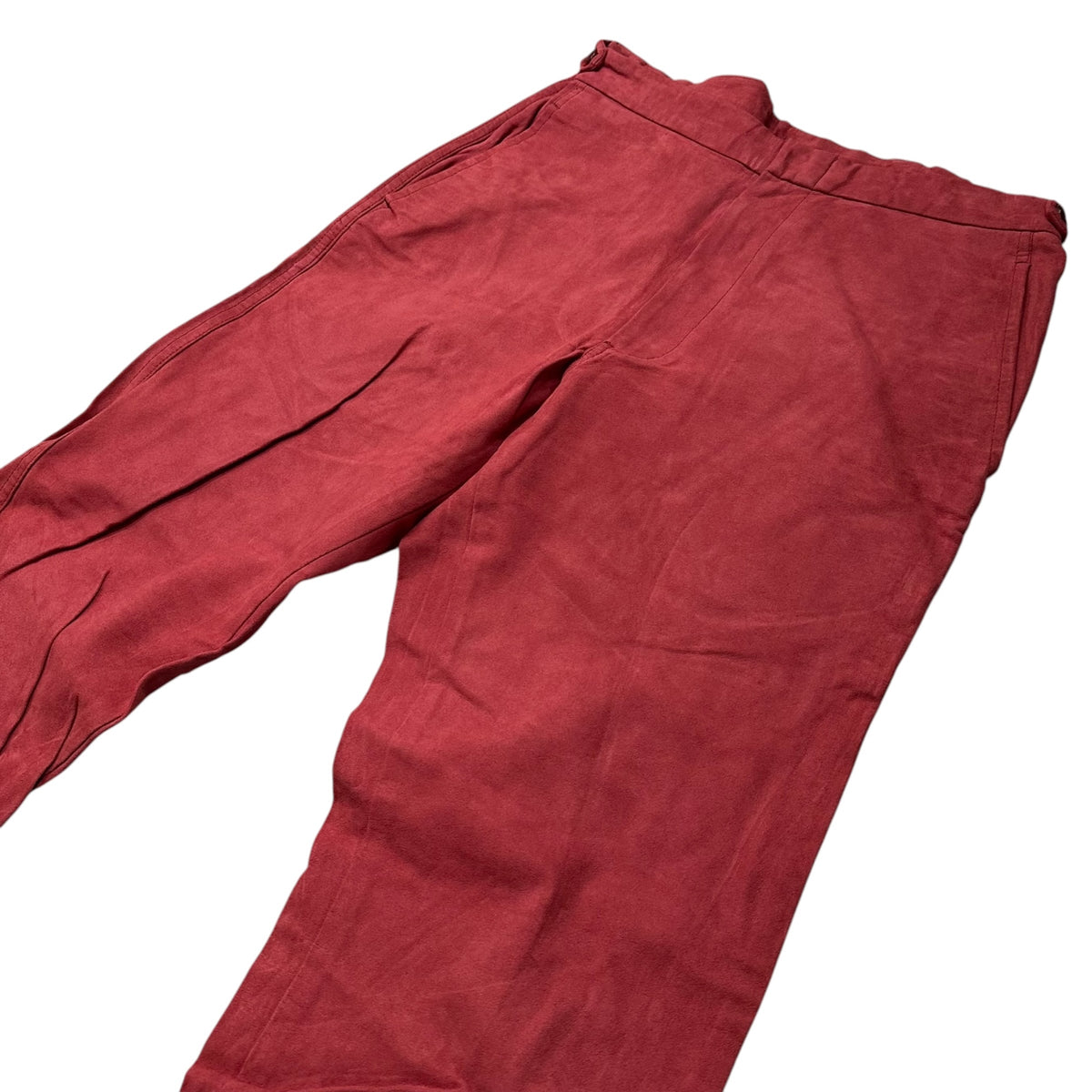 COMME des GARCONS HOMME PLUS(コムデギャルソンオムプリュス) 1999AW Souvenir Kitsch Collection Straight-Leg Faux Suede Pants with Side Adjusters スーベニールキッチュ期 フェイク スウェード サイド アジャスター ストレート パンツ PP-10042L L レッド AD1999 90s アーカイブ