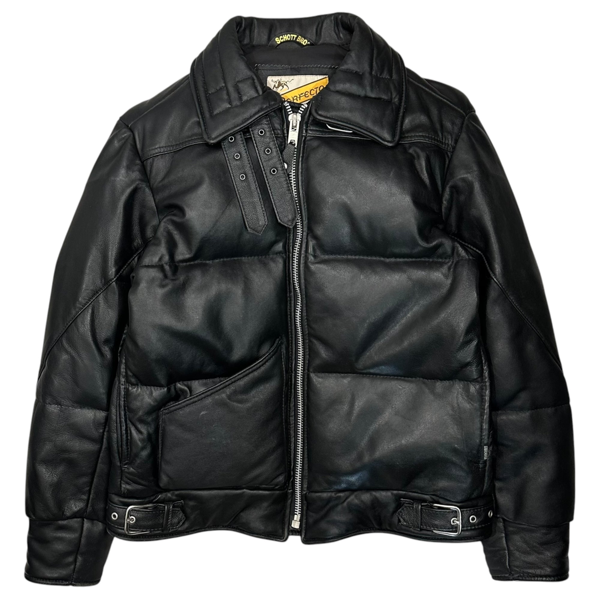 GOODENOUGH×SCHOTT(グッドイナフ×ショット) 2007 B-3 Leather Down Jacket レザー ダウン ジャケット M ブラック