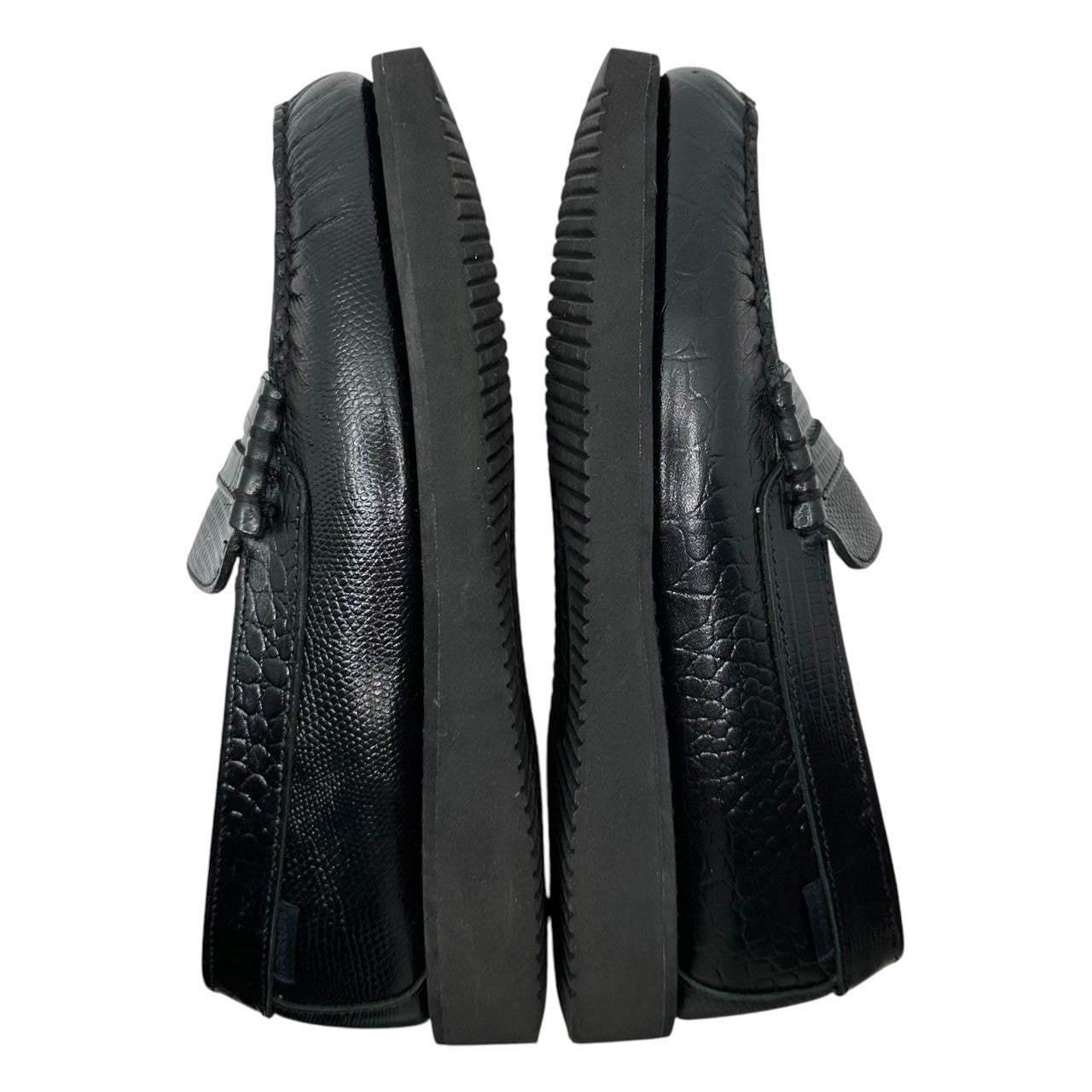 SEBAGO×Engineered Garments(セバゴ×エンジニアードガーメンツ) EXOTIC LOAFER EG エキゾチック レザー ローファー 741145W 42(28cm程度) ブラック 革靴 コイン 厚底 vibramソール コラボ 箱付