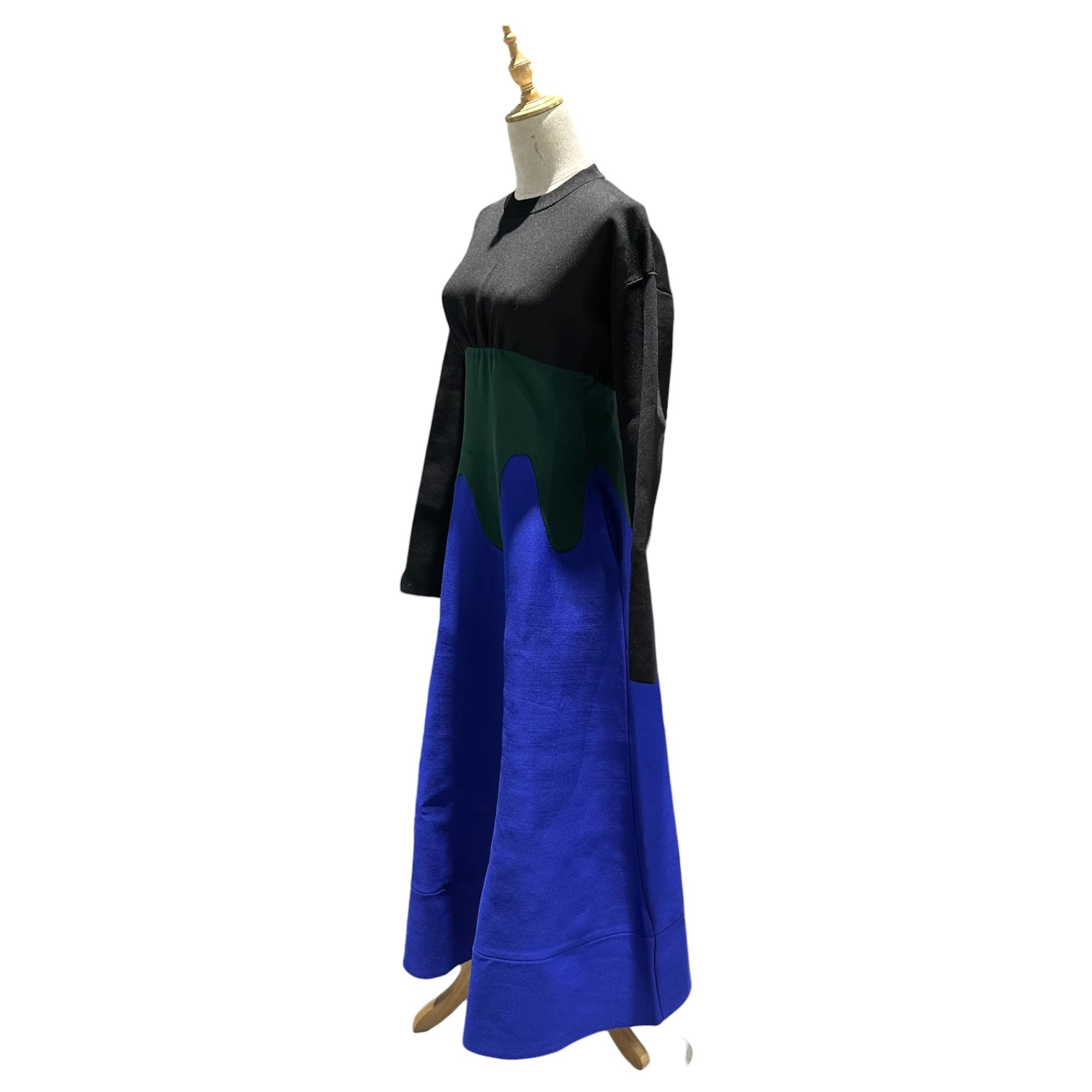 UN3D.(アンスリード) Color-block design dress 切替 デザイン ワンピース 522250302801-01 38 ブラック×ブルー×グリーン