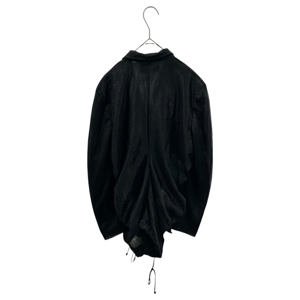 COMME des GARCONS(コムデギャルソン) 1991SS Sheer Asymmetrical Drawstring Button-Front Jacket シアー 変形 ドローコード ボタン ジャケット GJ-05006S S ブラック AD1990 90s アーカイブ 珍品