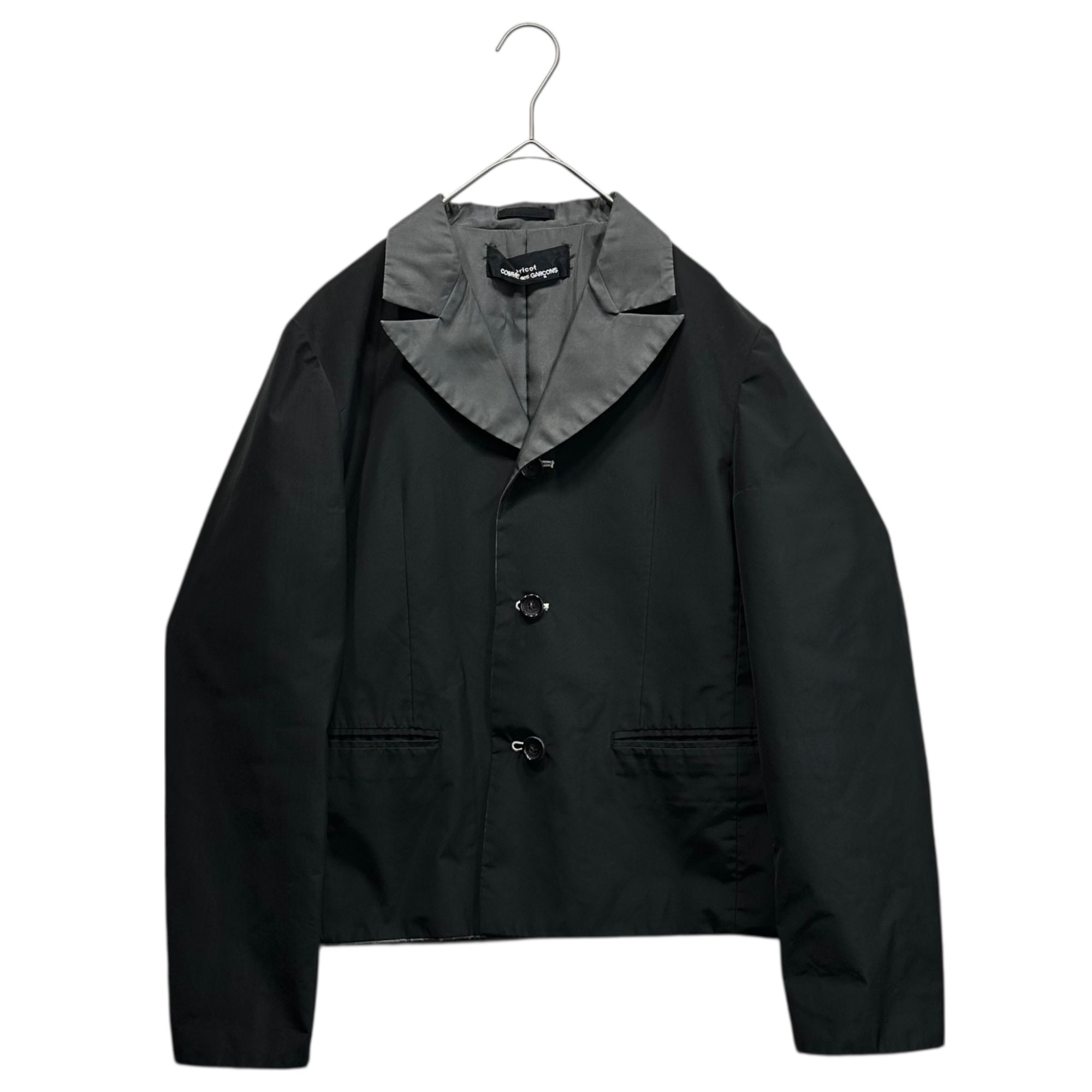 tricot COMME des GARCONS(トリココムデギャルソン) 99SS Big Collar Short Length Polyester Jacket ビッグカラー ショートレングス ポリエステル ジャケット TJ-100040 FREE ブラック AD1998