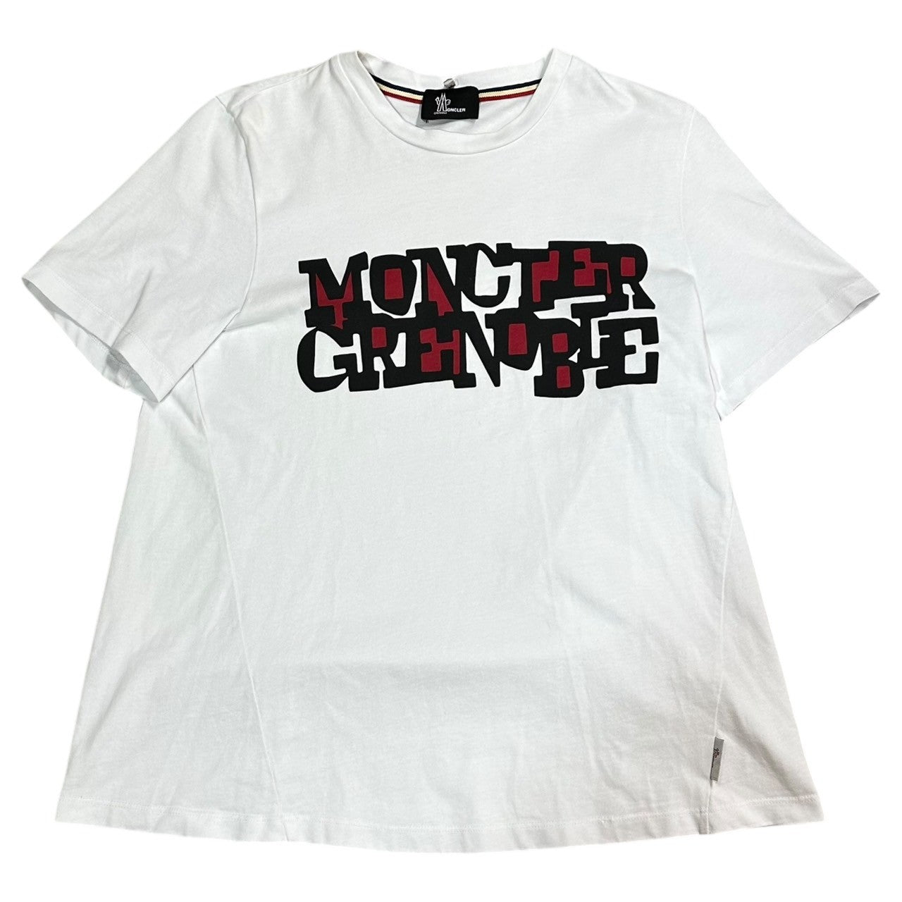 MONCLER GRENOBLE(モンクレール グルノーブル) MAGLIA GIROCOLLO LOGO T-SHIRT ロゴ Tシャツ E20988051850 83927 M ホワイト×ブラック×レッド