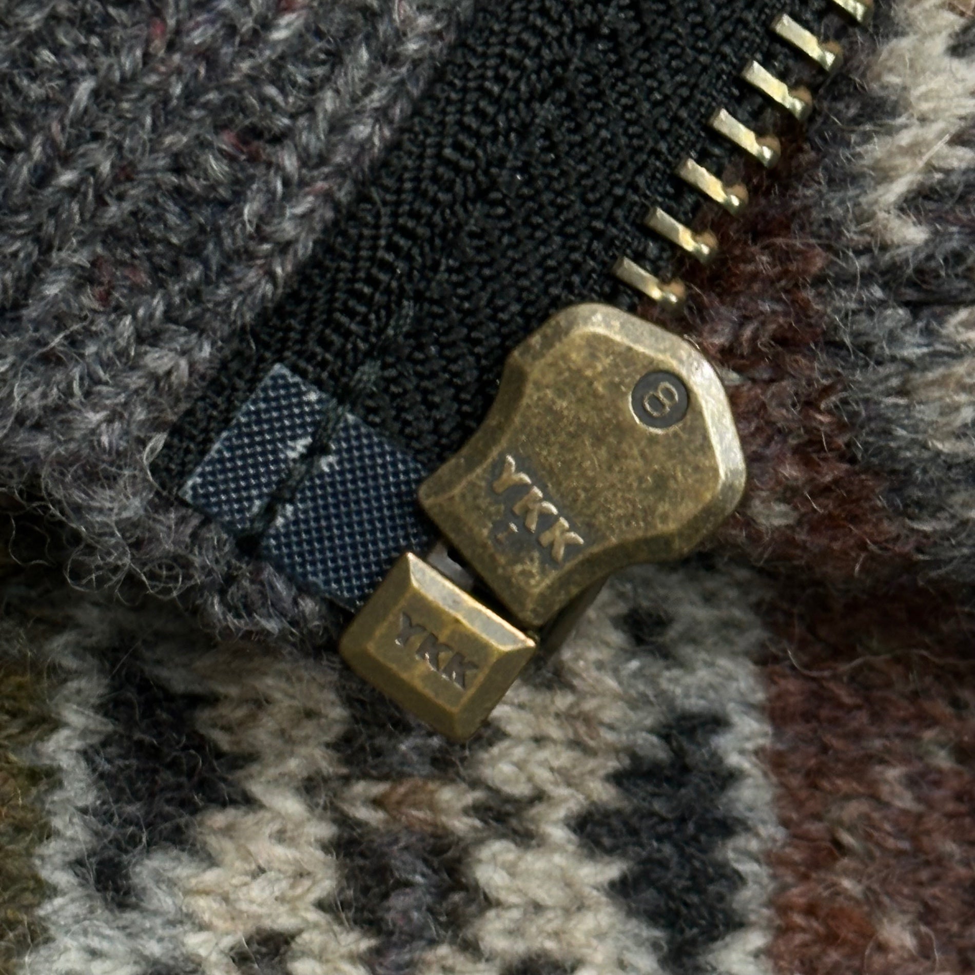 jamieson's(ジャミーソンズ) 90's~00's Nordic pattern full-zip knitノルディック柄 フルジップ ニット MK457Z 44 グレー×マルチカラー