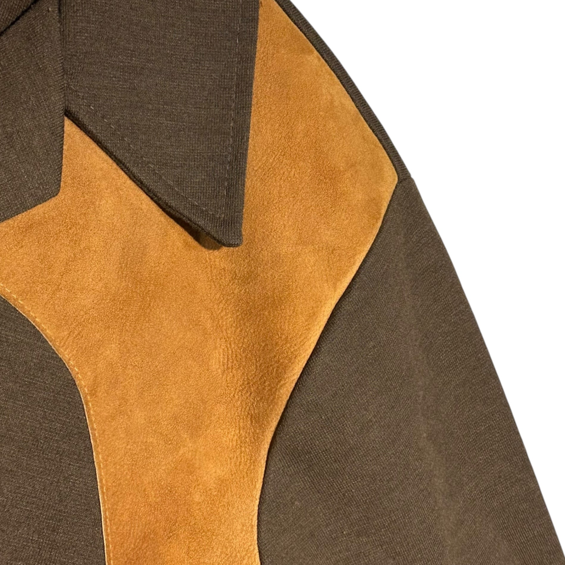 TUNDRA(ツンドラ) 70’s Suede-trim Knit Shirt Jacket スウェード 切替 ニット シャツ ジャケット M ブラウン 70年代 ヴィンテージ