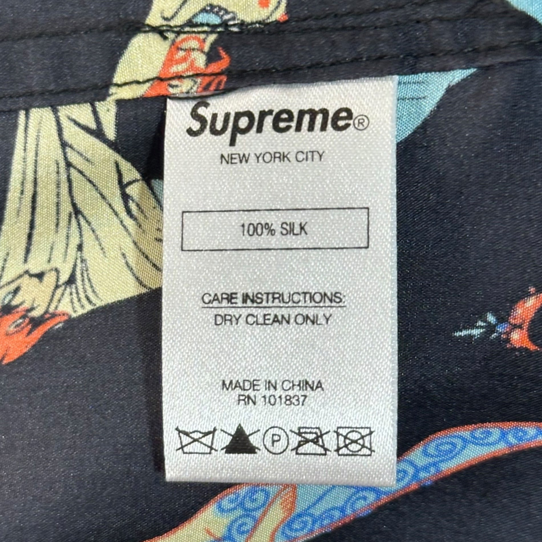 SUPREME(シュプリーム) 18SS Alphabet Silk Shirt アルファベット シルク 半袖 シャツ S ブラック×マルチカラー