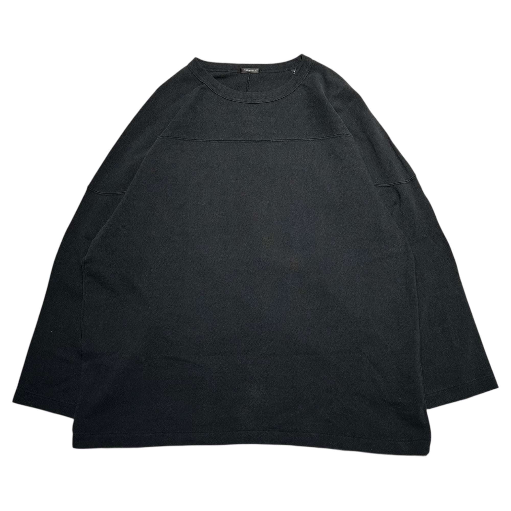 COMOLI(コモリ) 23SS Football T-shirt フットボール Tシャツ X01-05005 3 フェードブラック 長袖 スウェット